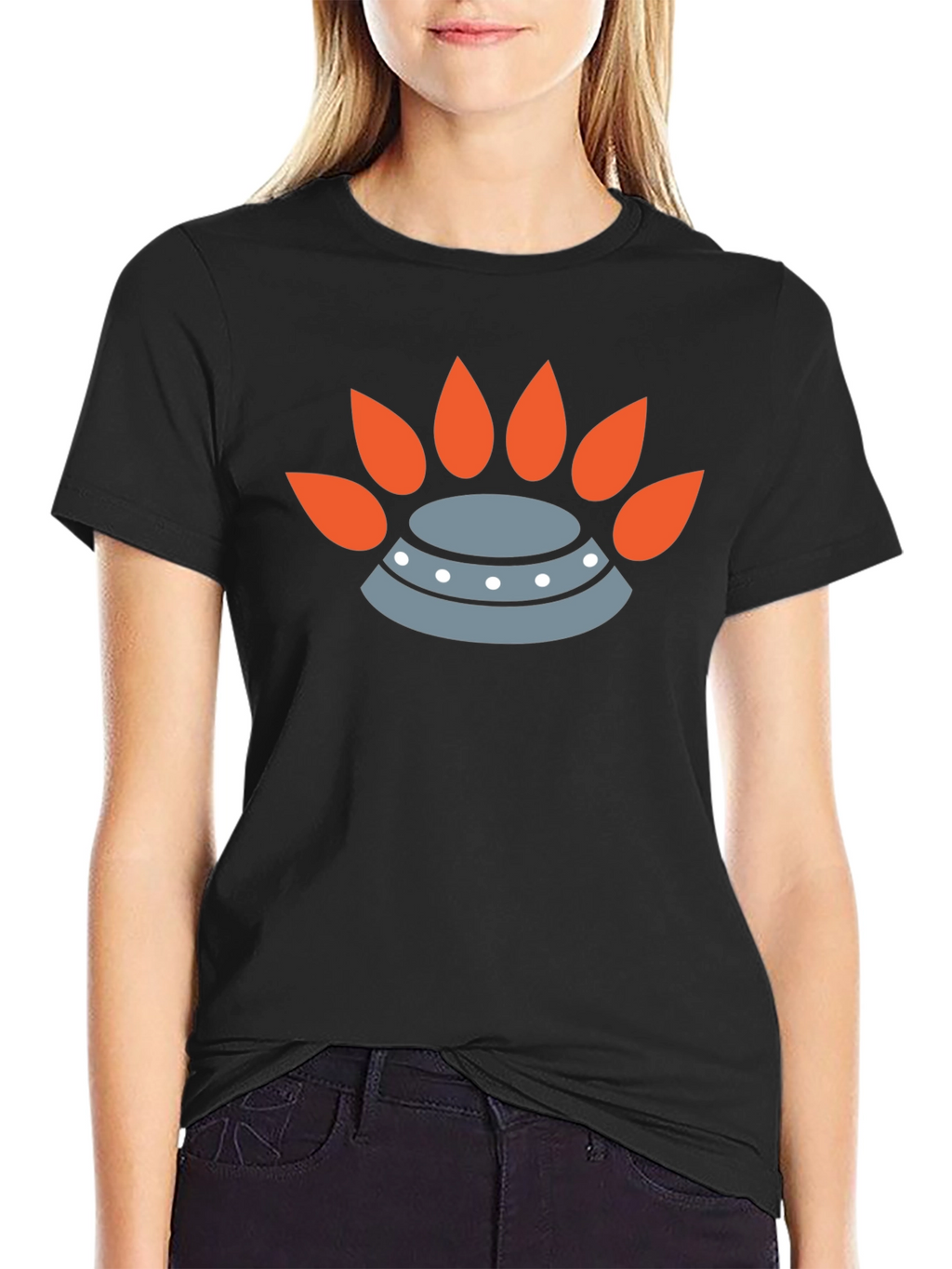 Modern Graphic Tee - UFO & Flame Design