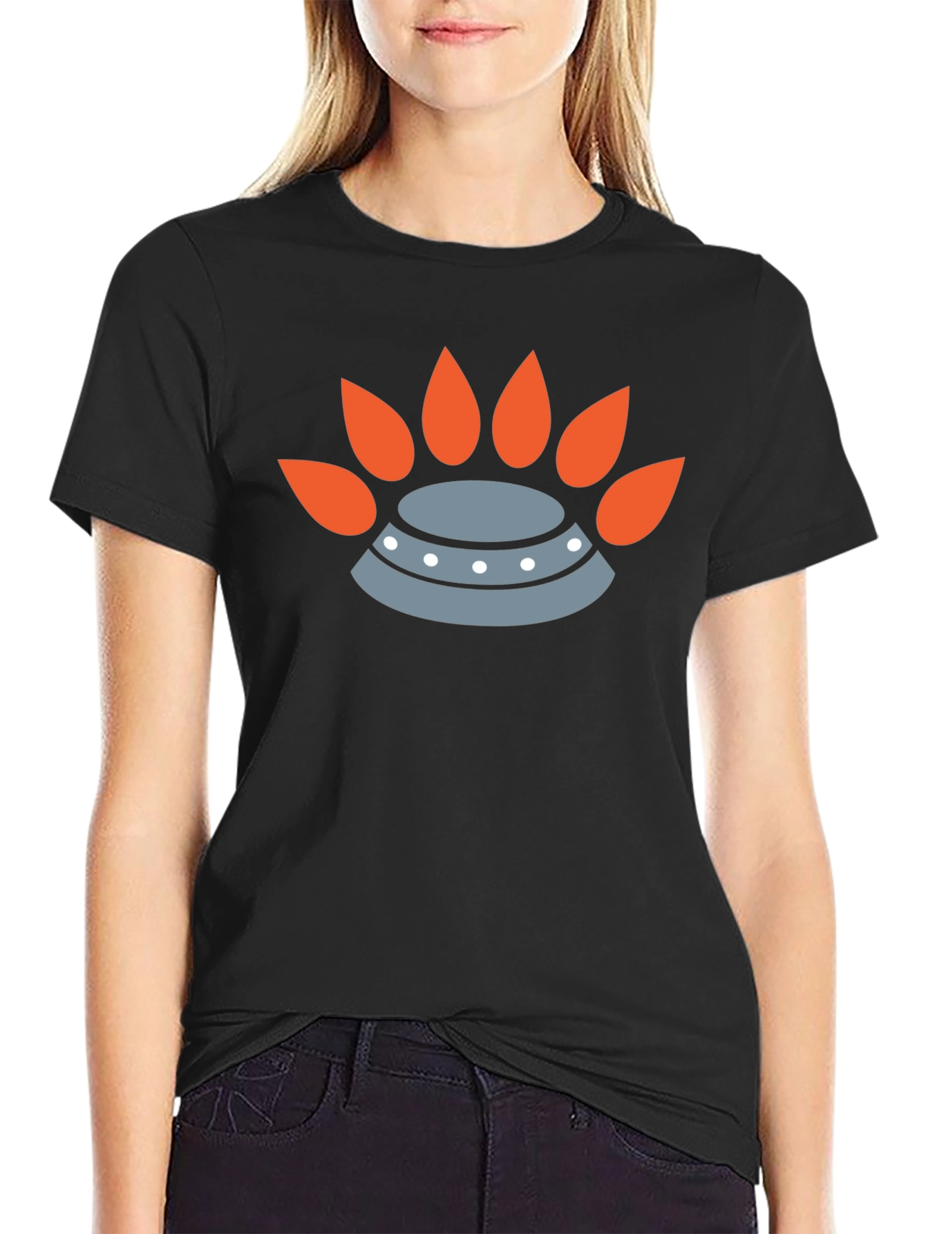 Modern Graphic Tee - UFO & Flame Design