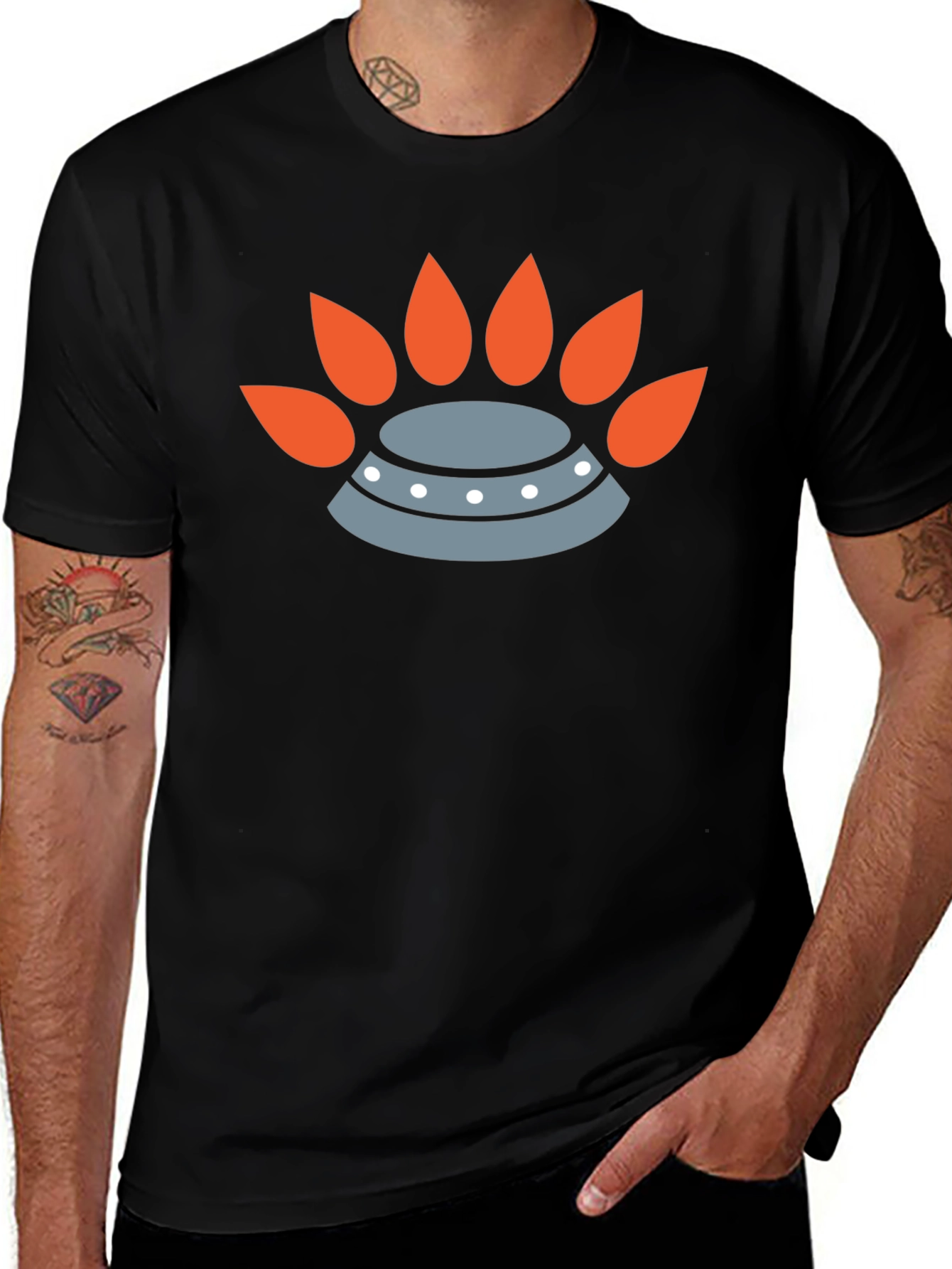 Modern Graphic Tee - UFO & Flame Design