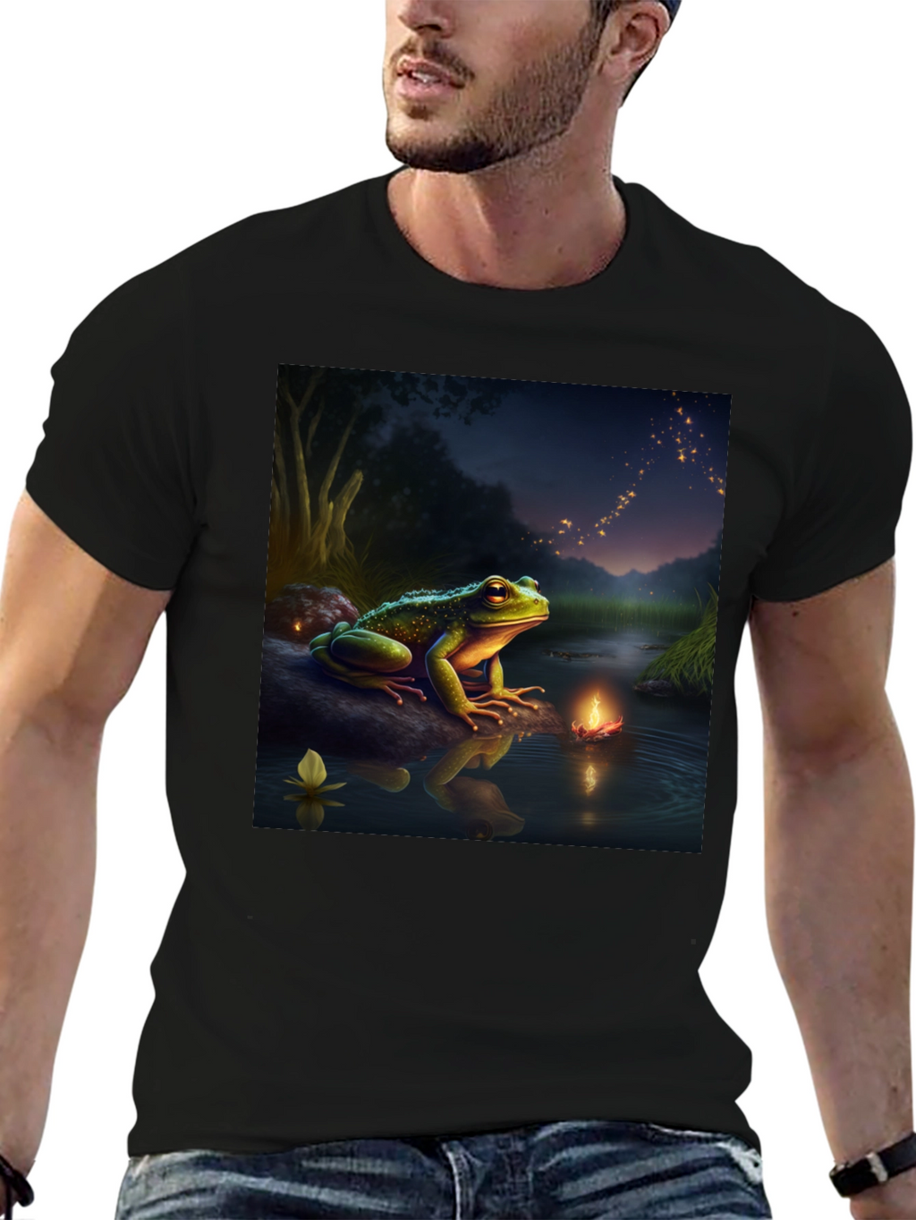 Frog & Firefly T-Shirt - Fantasy Design