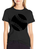 Baseball Graphic Tee - Black Cotton T-Shirt