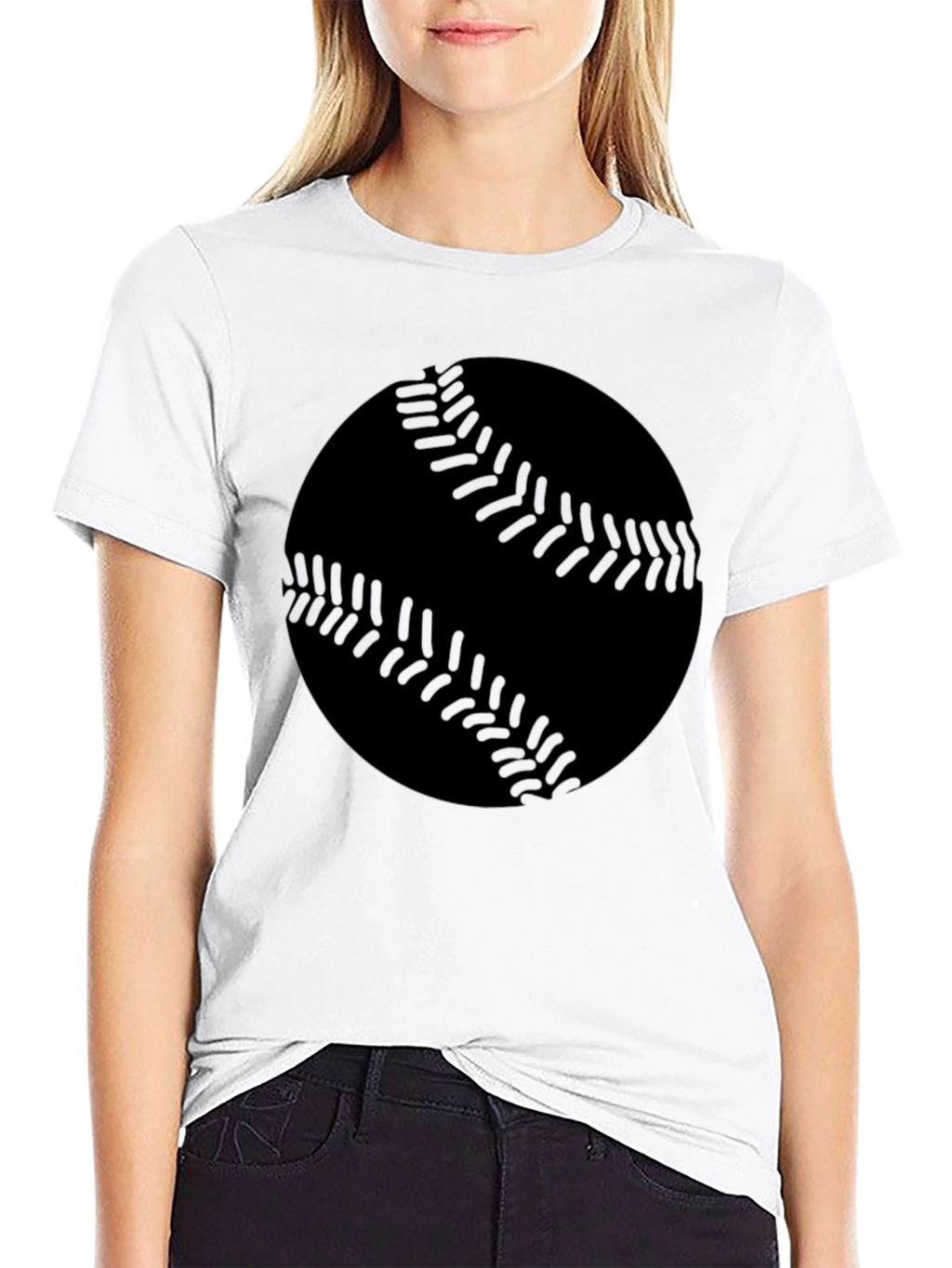 Baseball Graphic Tee - Black Cotton T-Shirt