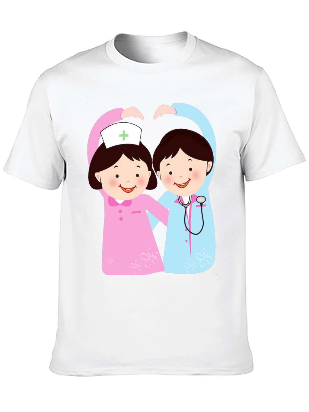 Cartoon Nurse Heart Hands Graphic T-Shirt