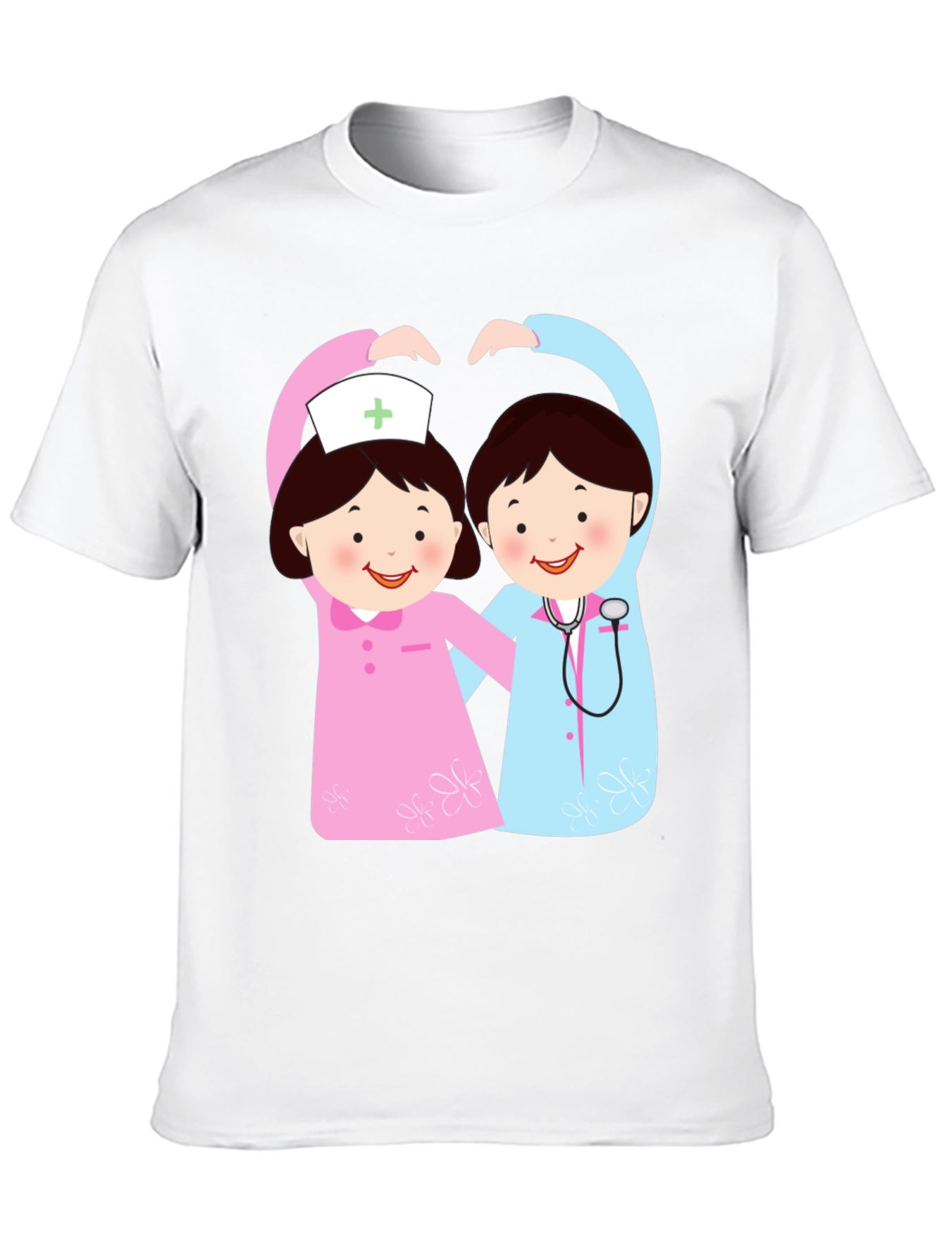 Cartoon Nurse Heart Hands Graphic T-Shirt