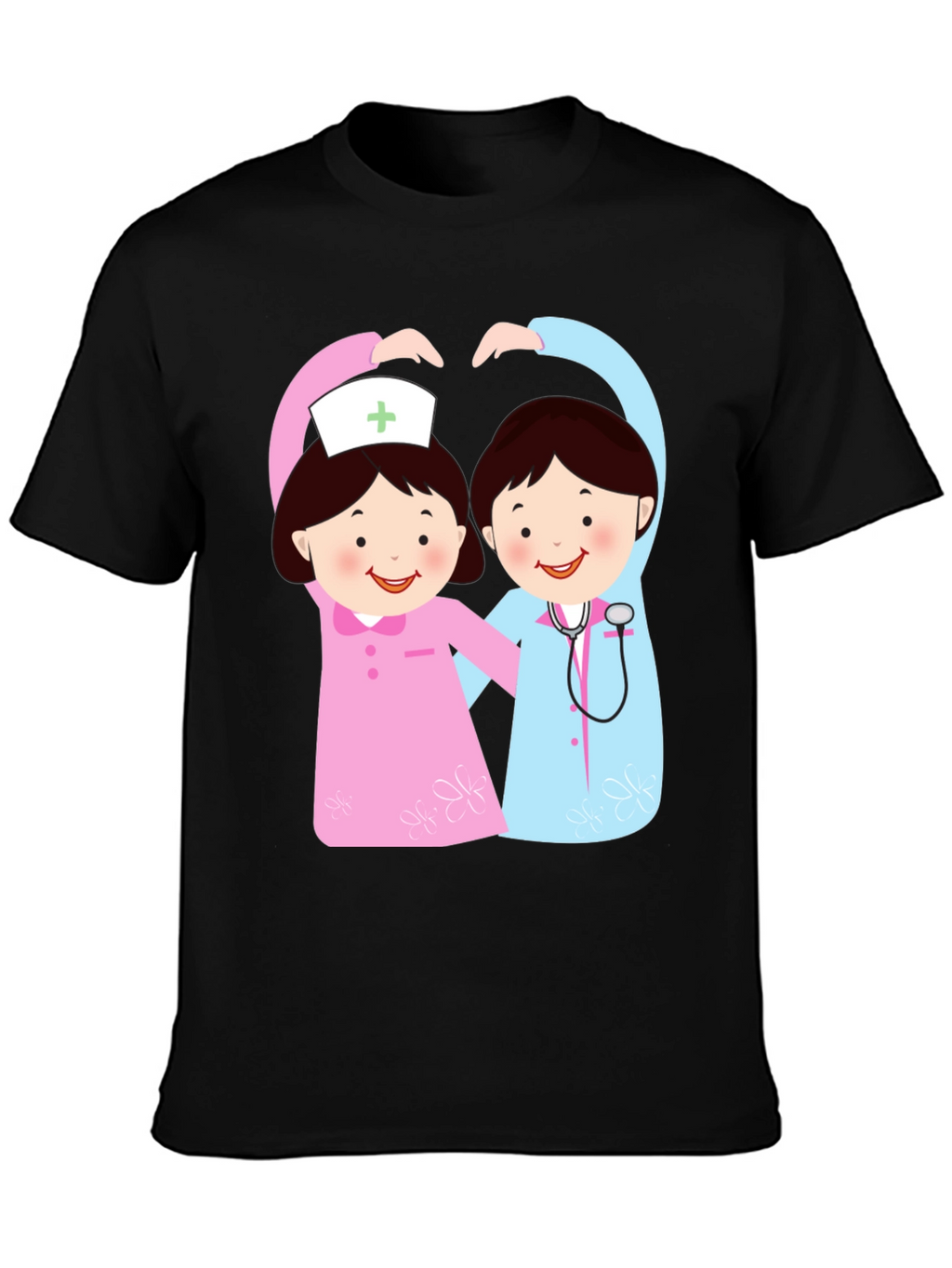 Cartoon Nurse Heart Hands Graphic T-Shirt
