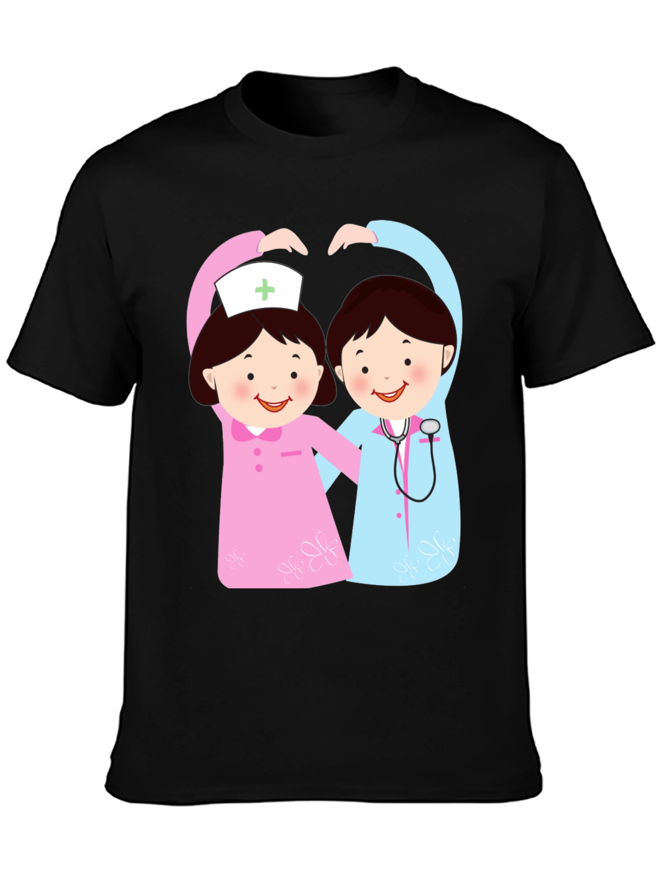 Cartoon Nurse Heart Hands Graphic T-Shirt