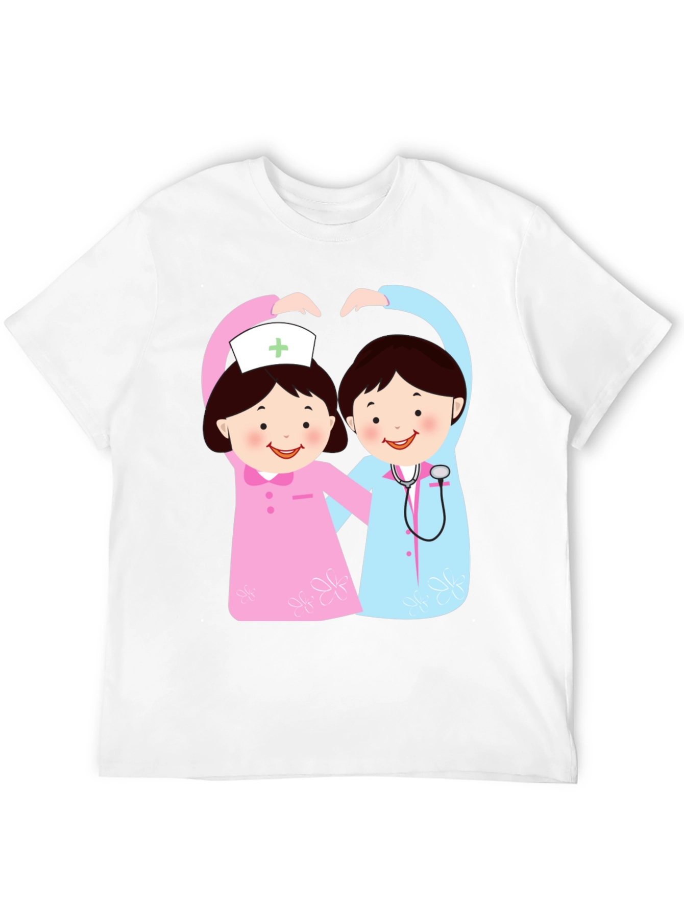 Cartoon Nurse Heart Hands Graphic T-Shirt