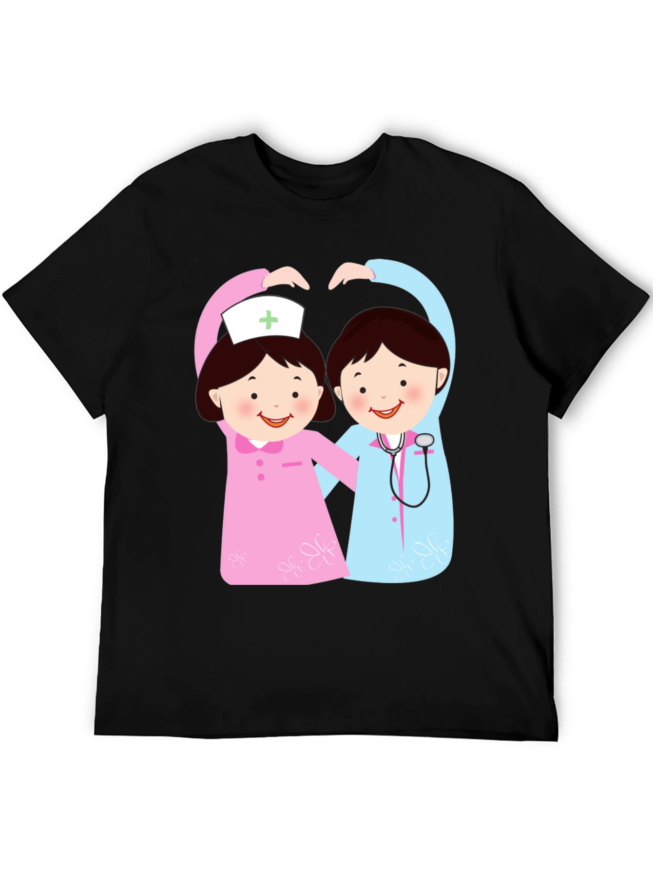 Cartoon Nurse Heart Hands Graphic T-Shirt