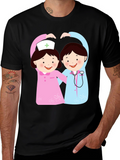 Cartoon Nurse Heart Hands Graphic T-Shirt