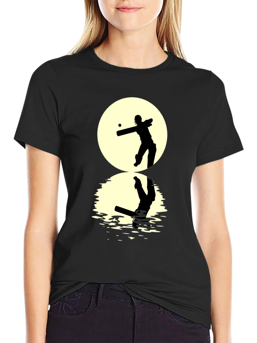 Cricket Silhouette T-Shirt - Black Graphic Tee