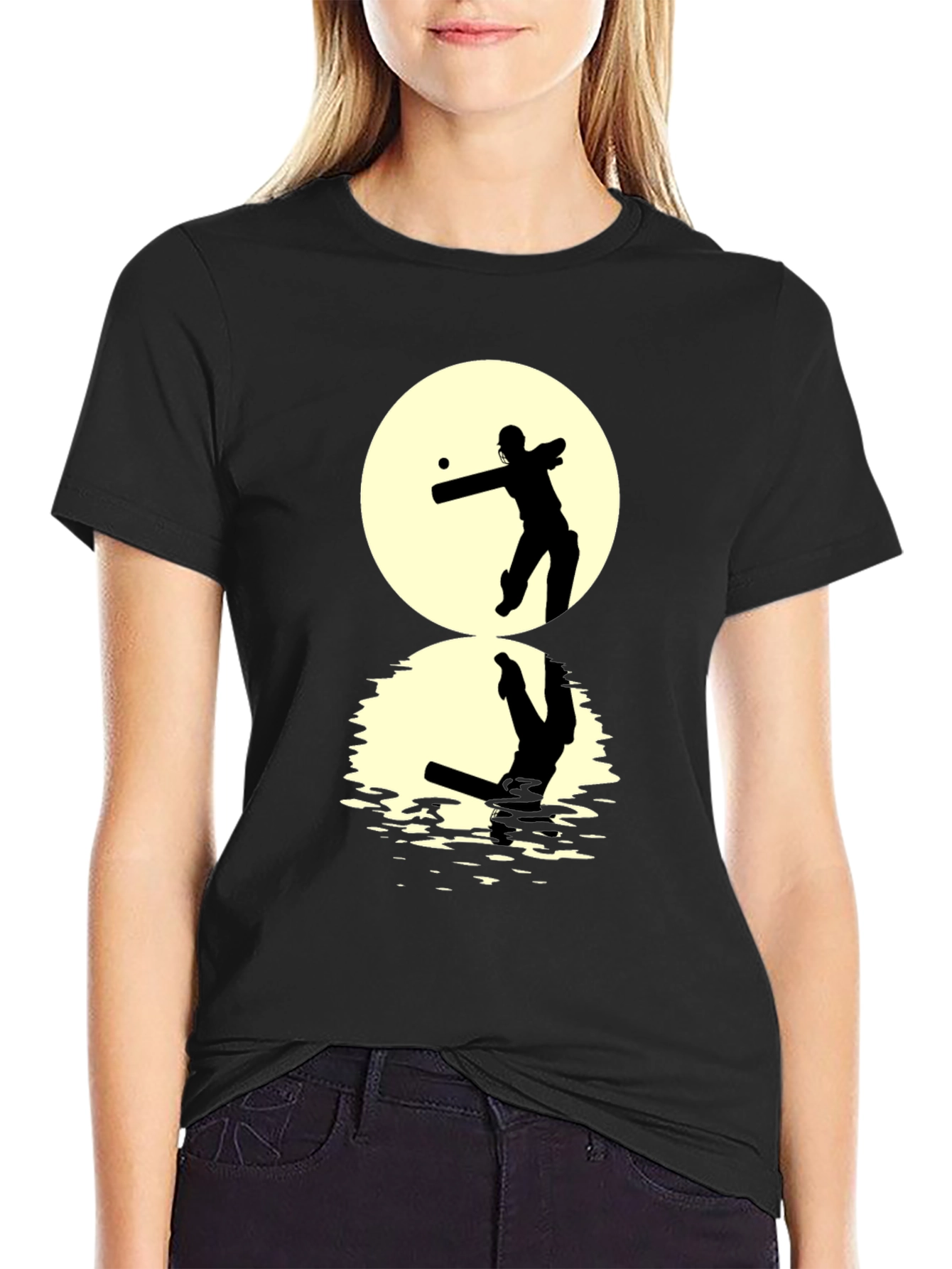 Cricket Silhouette T-Shirt - Black Graphic Tee