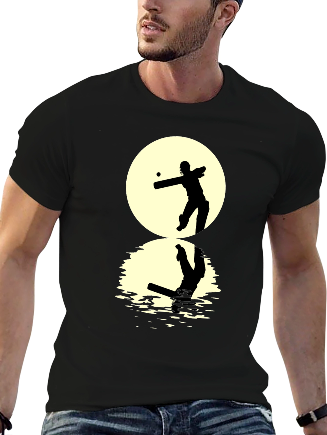 Cricket Silhouette T-Shirt - Black Graphic Tee