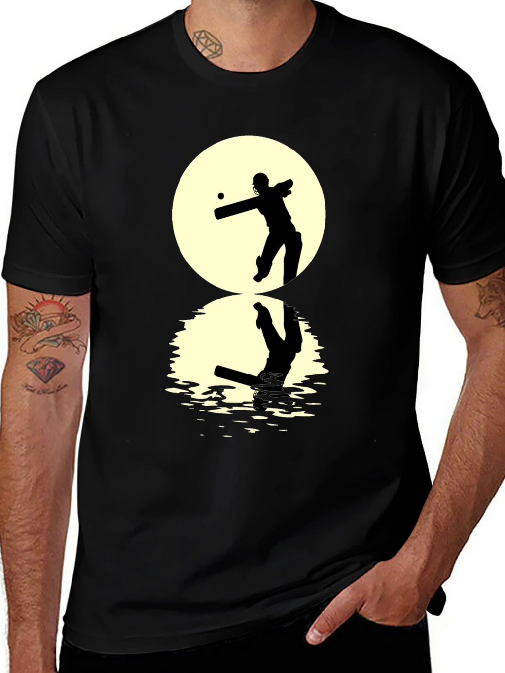 Cricket Silhouette T-Shirt - Black Graphic Tee