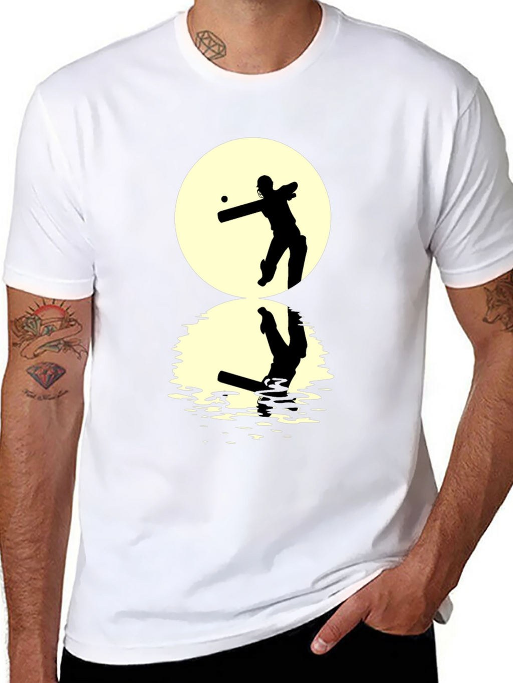 Cricket Silhouette T-Shirt - Black Graphic Tee