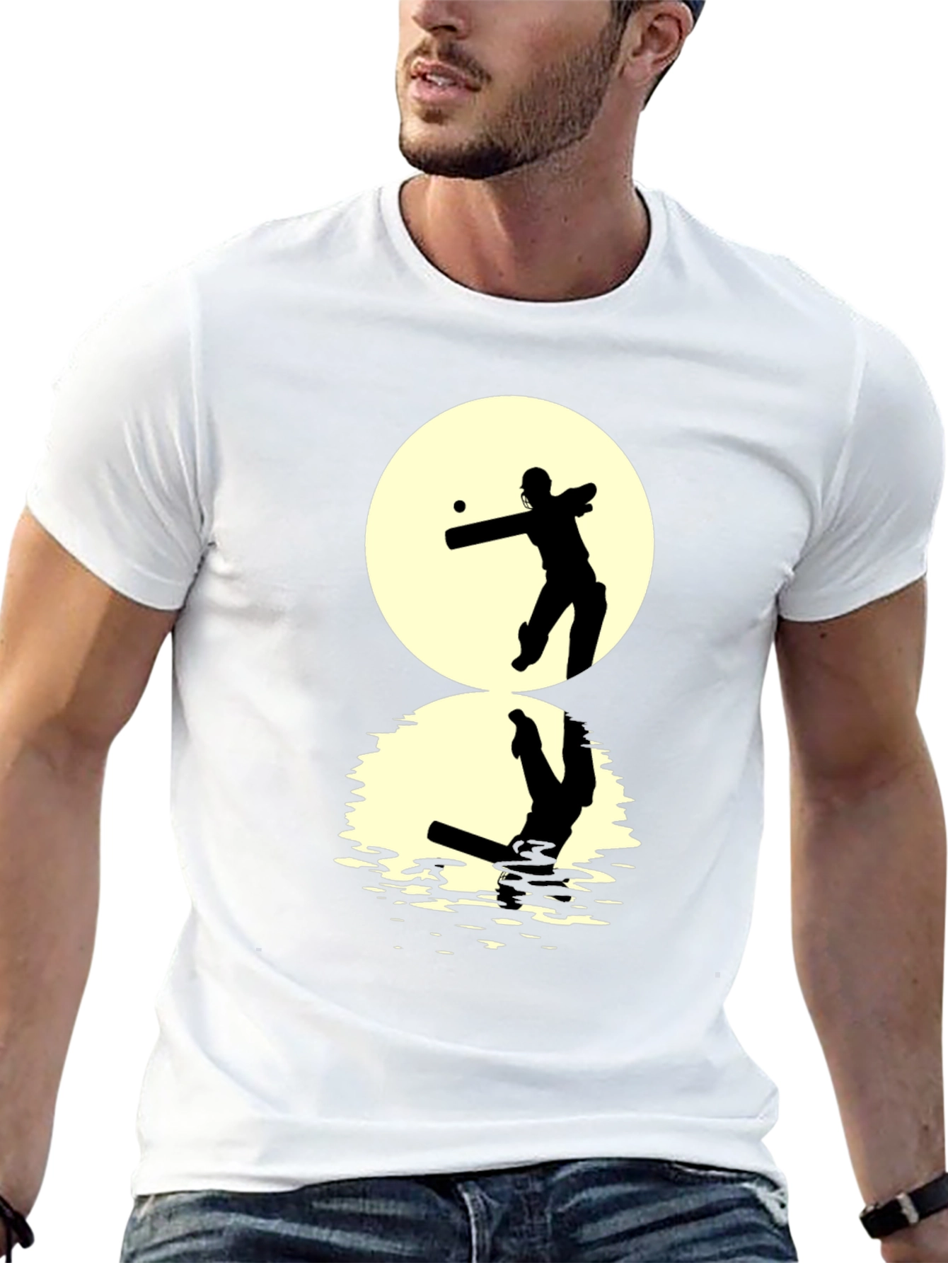 Cricket Silhouette T-Shirt - Black Graphic Tee
