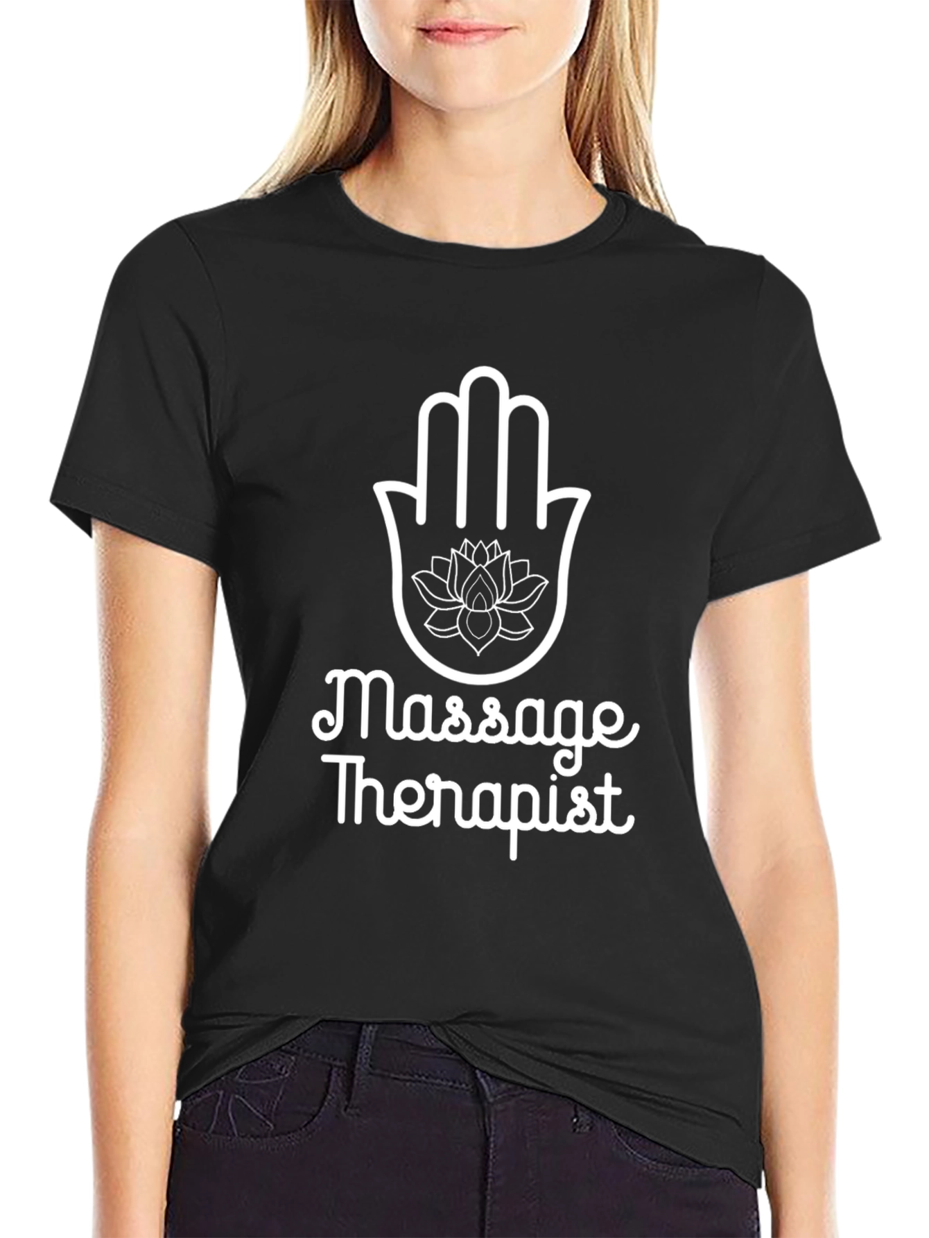 Massage Therapist T-Shirt - Hamsa Lotus Design