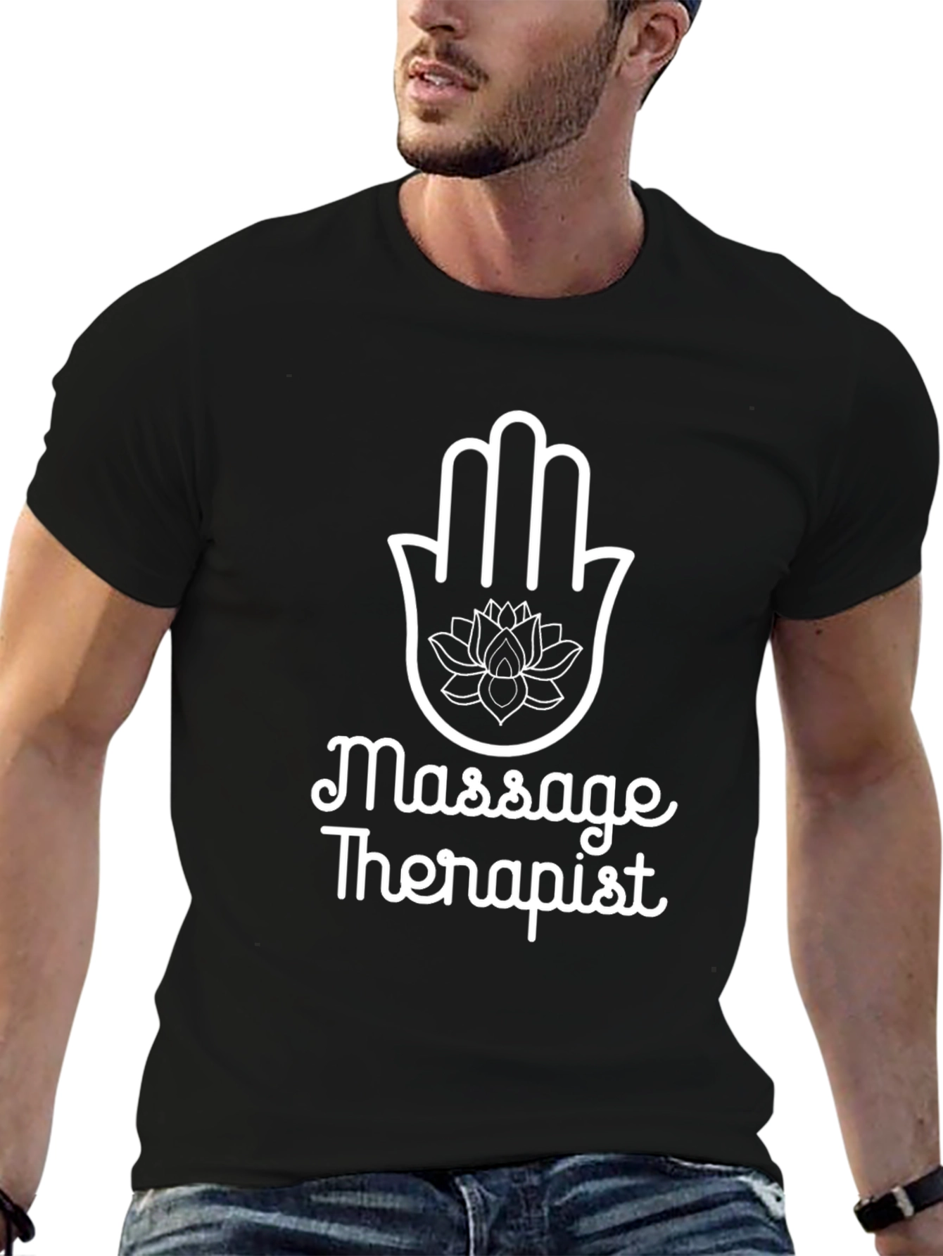 Massage Therapist T-Shirt - Hamsa Lotus Design