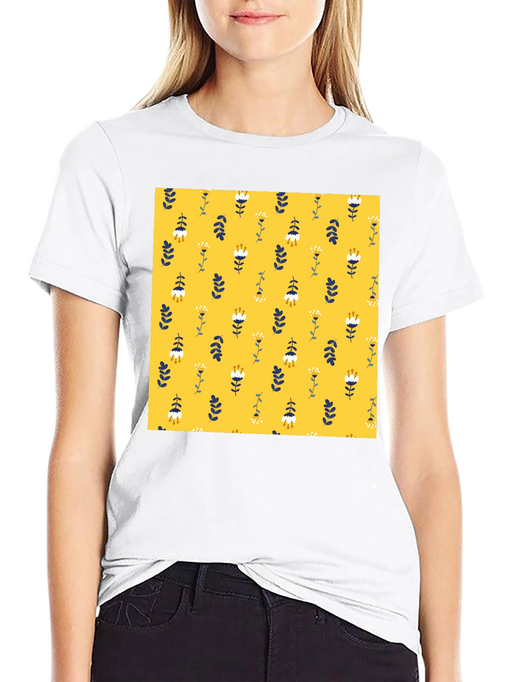 Floral Pattern Crew Neck T-Shirt