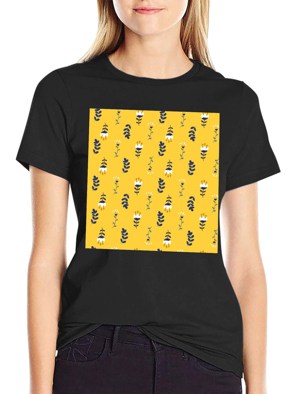 Floral Pattern Crew Neck T-Shirt
