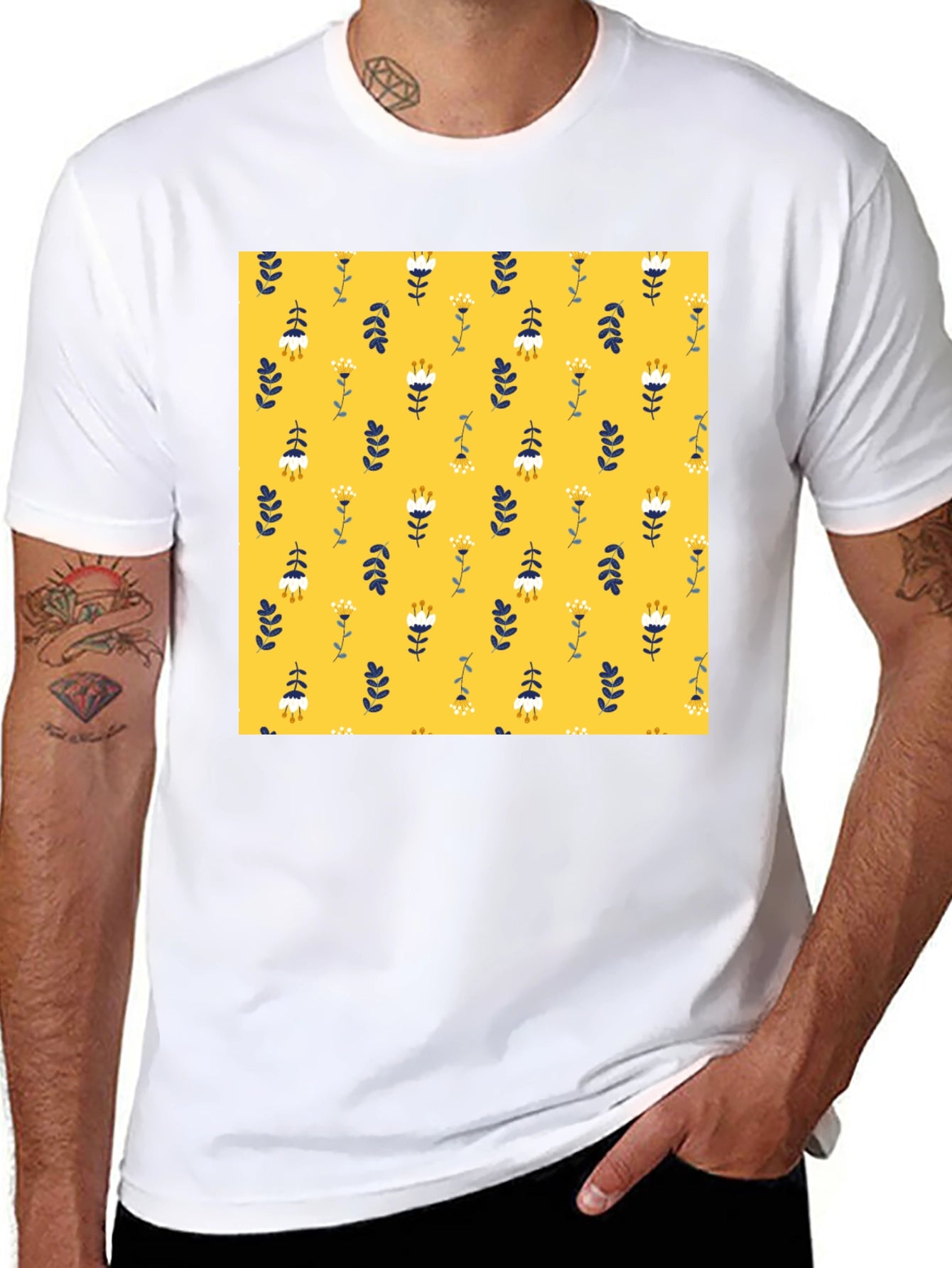 Floral Pattern Crew Neck T-Shirt