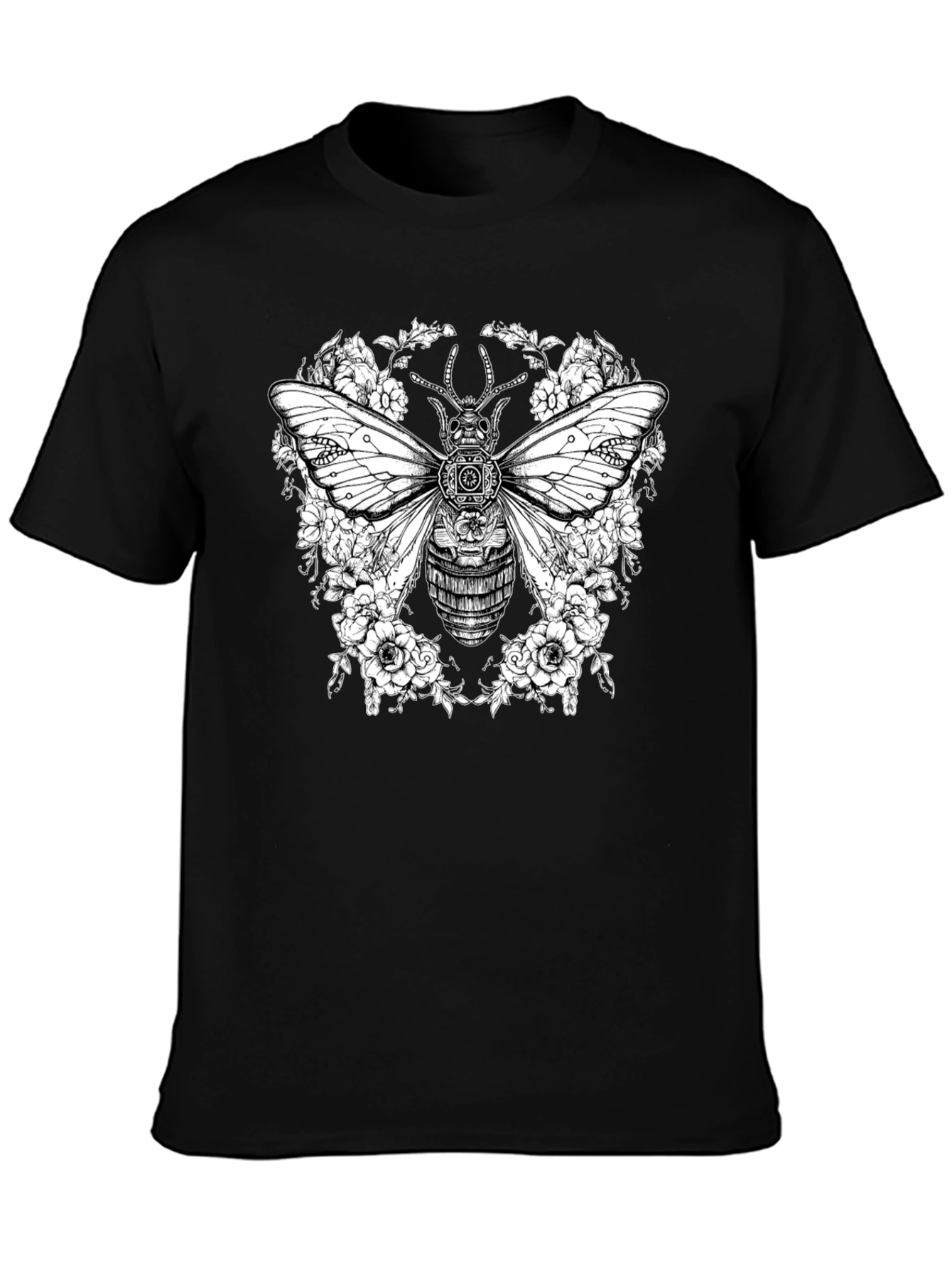 Steampunk Bee Floral Graphic T-Shirt