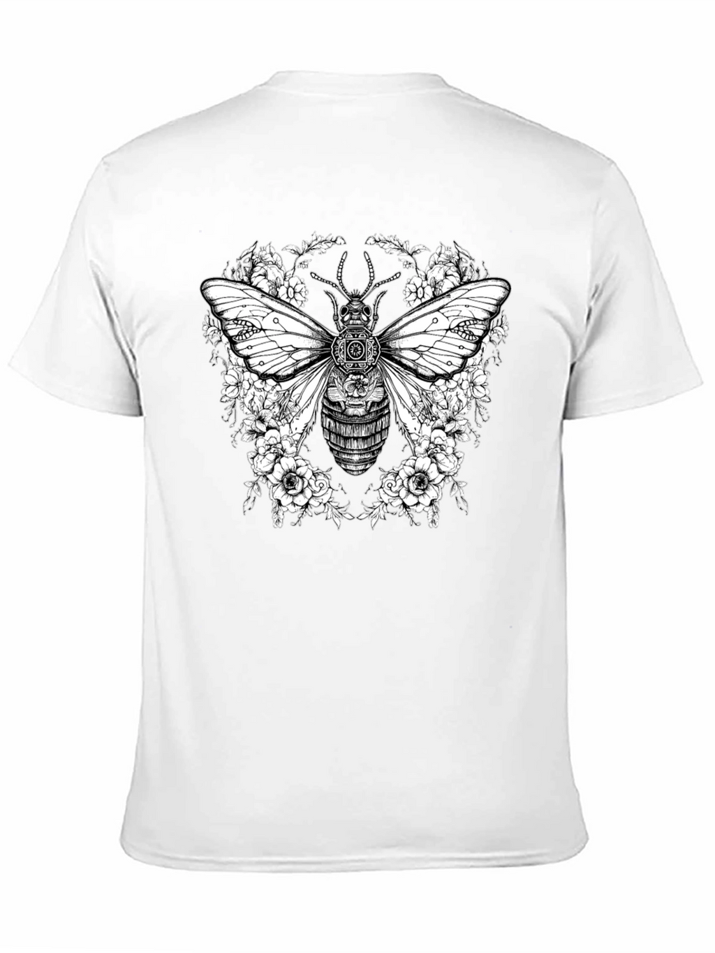 Steampunk Bee Floral Graphic T-Shirt
