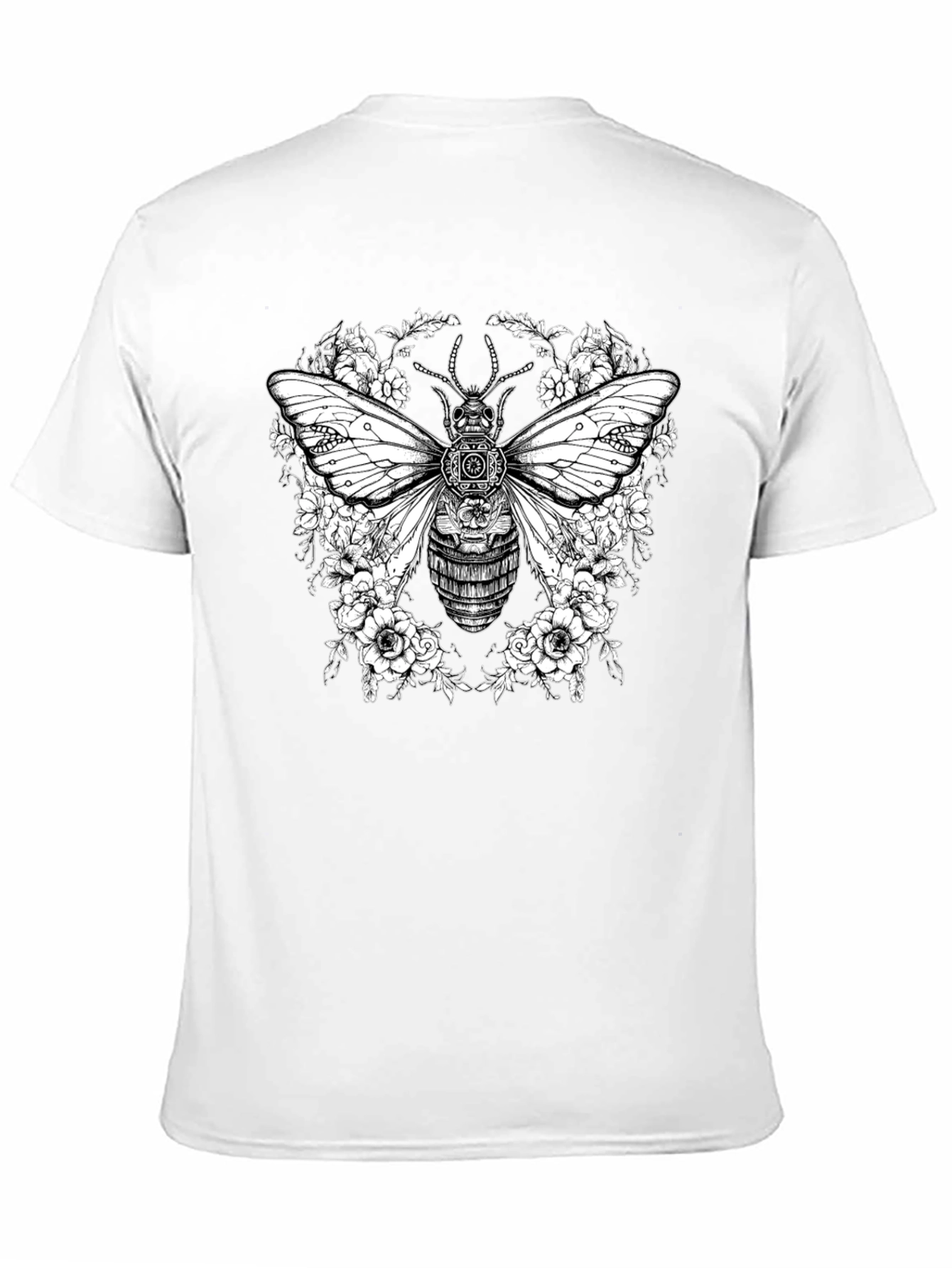 Steampunk Bee Floral Graphic T-Shirt