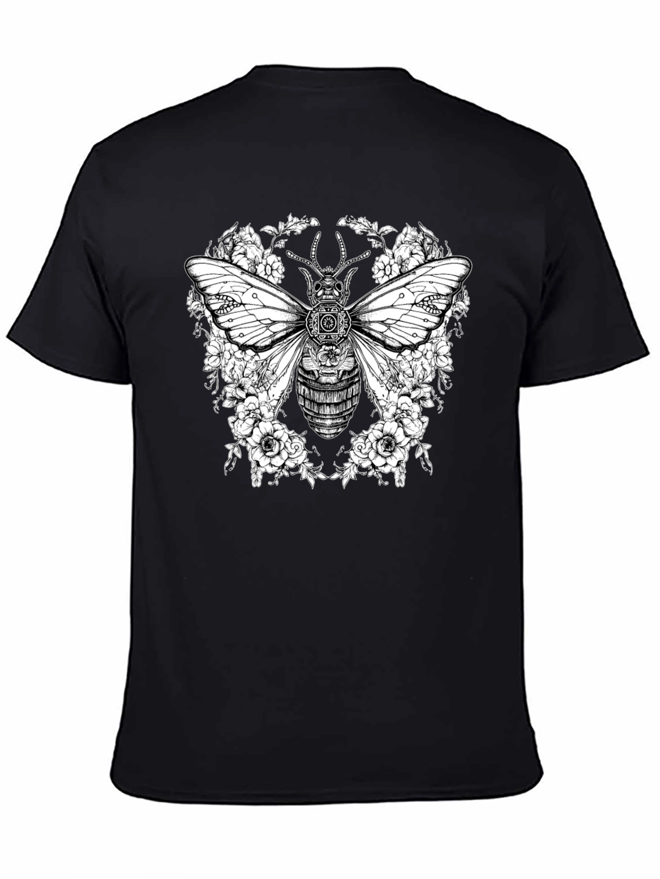Steampunk Bee Floral Graphic T-Shirt
