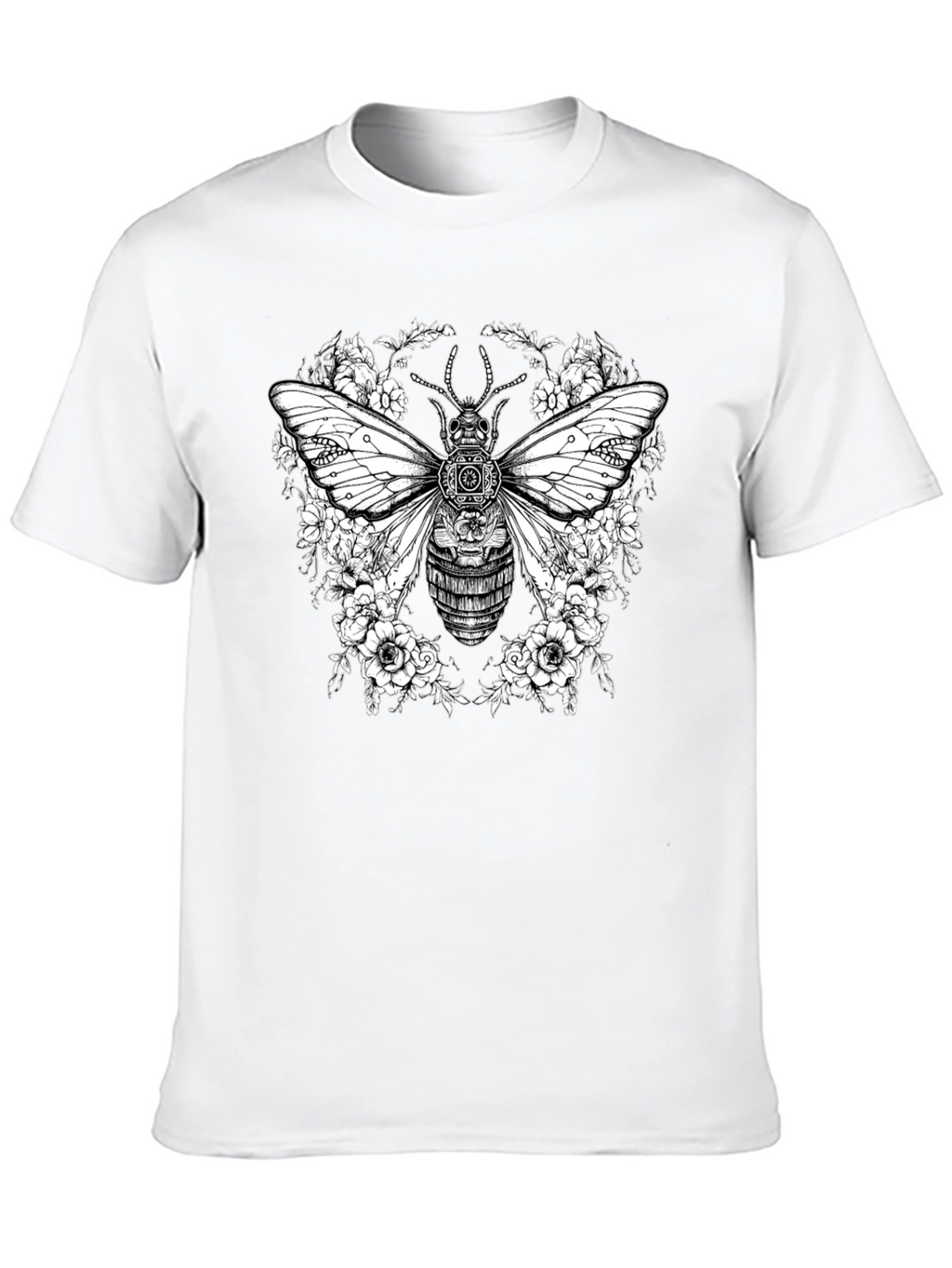 Steampunk Bee Floral Graphic T-Shirt