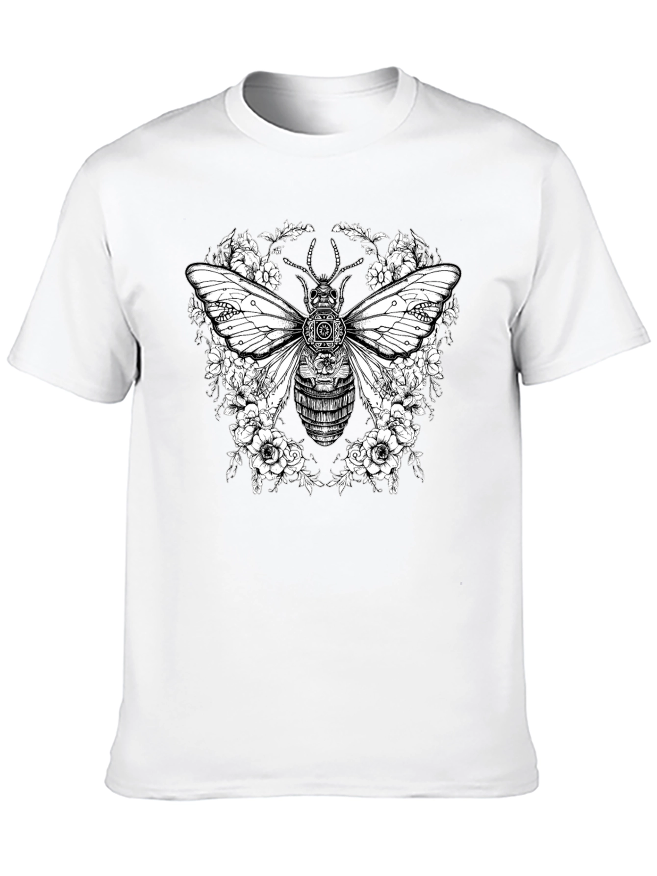 Steampunk Bee Floral Graphic T-Shirt