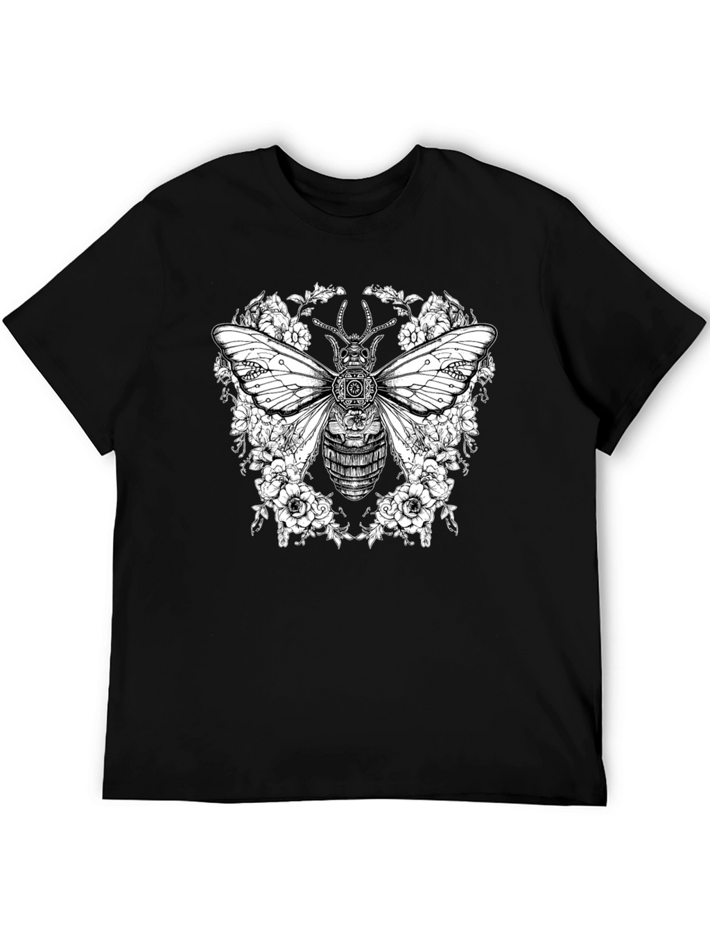 Steampunk Bee Floral Graphic T-Shirt