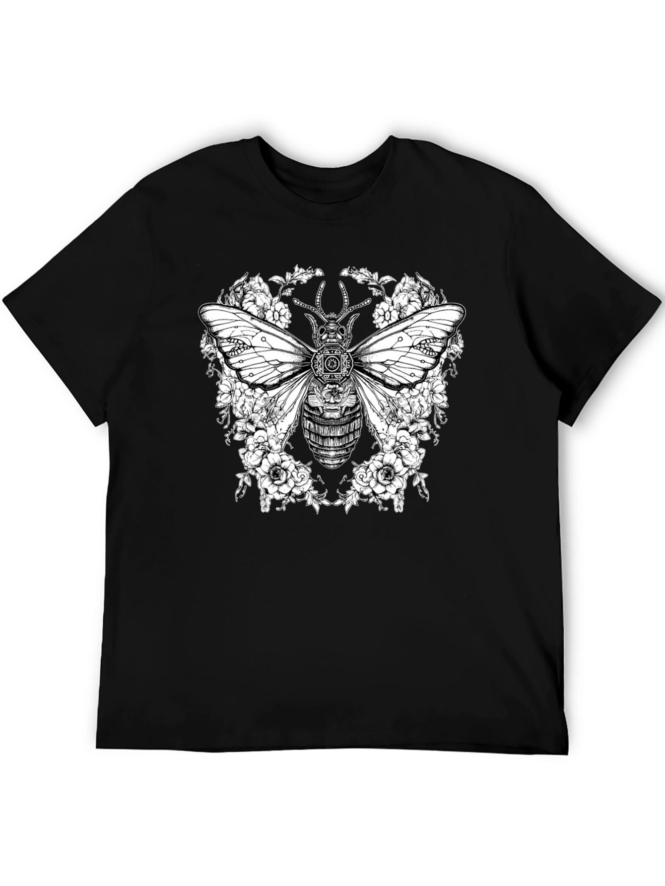 Steampunk Bee Floral Graphic T-Shirt