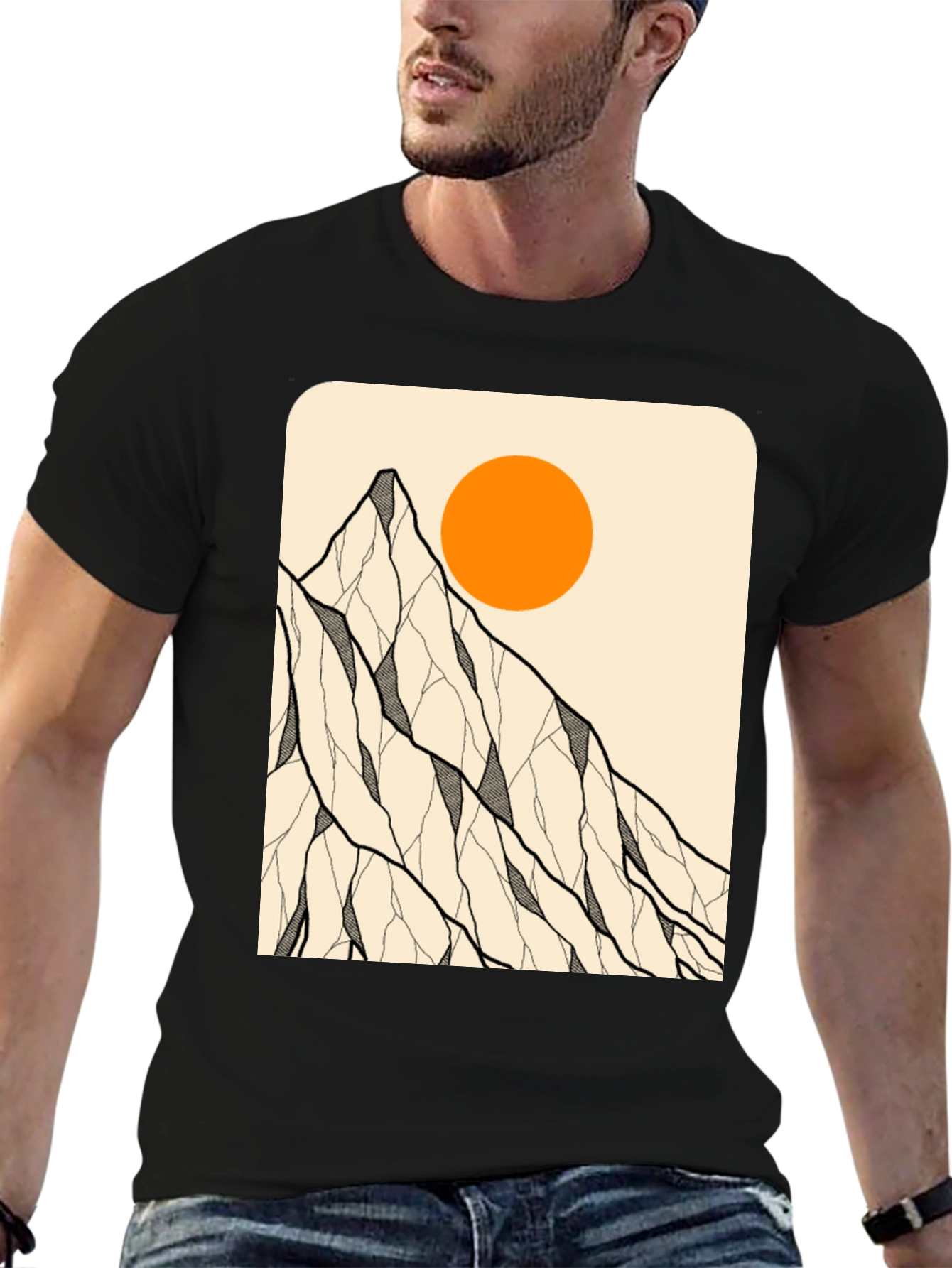Mountain Sun Graphic Tee - Stylish Black T-Shirt