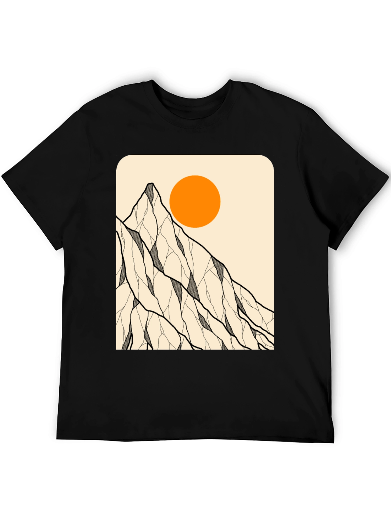Mountain Sun Graphic Tee - Stylish Black T-Shirt