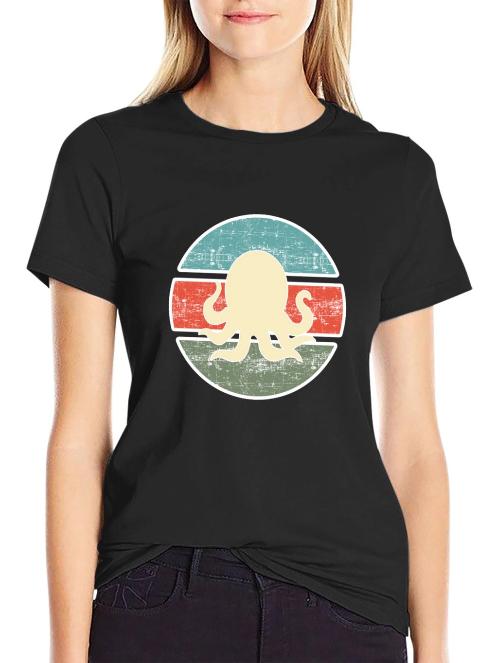 Retro Octopus Graphic Tee - Distressed Design