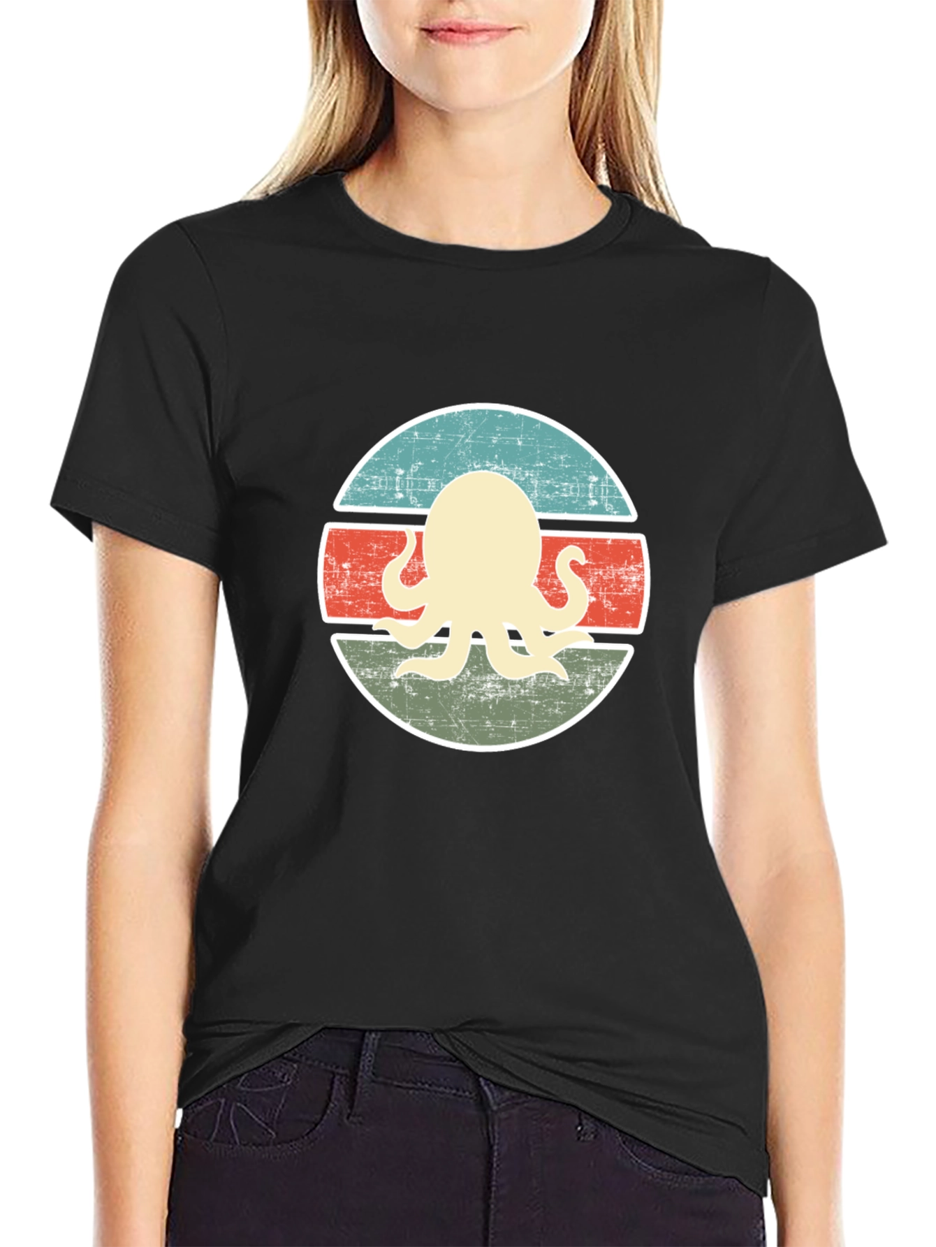 Retro Octopus Graphic Tee - Distressed Design
