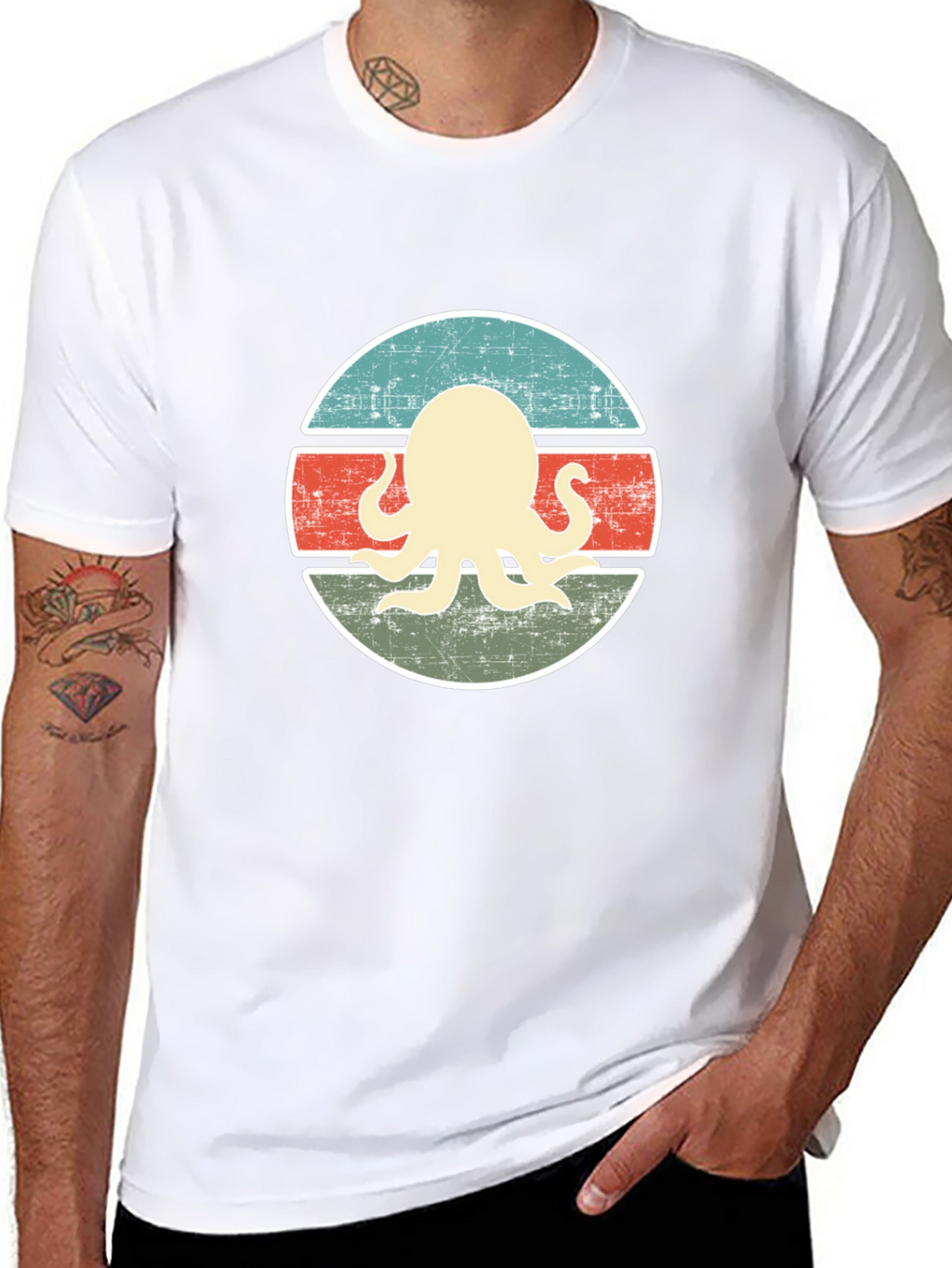 Retro Octopus Graphic Tee - Distressed Design