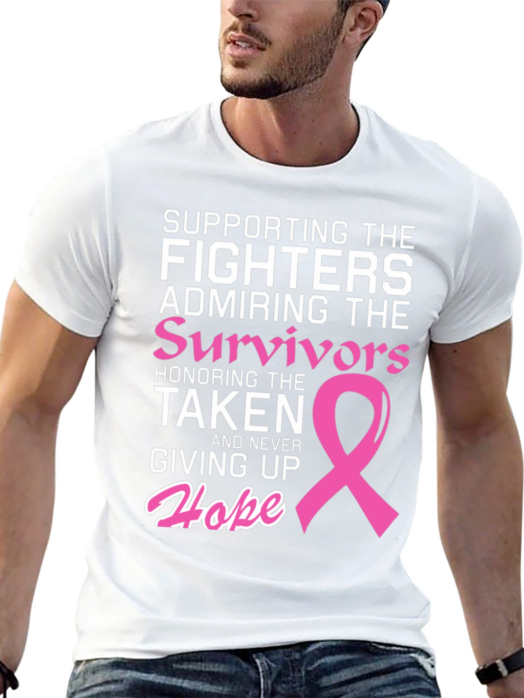 Breast Cancer Awareness T-Shirt: Fighters Survivors Hope