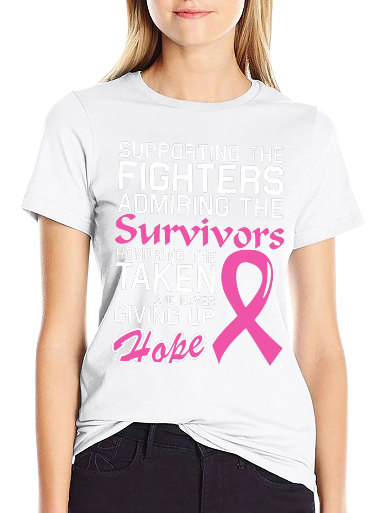Breast Cancer Awareness T-Shirt: Fighters Survivors Hope