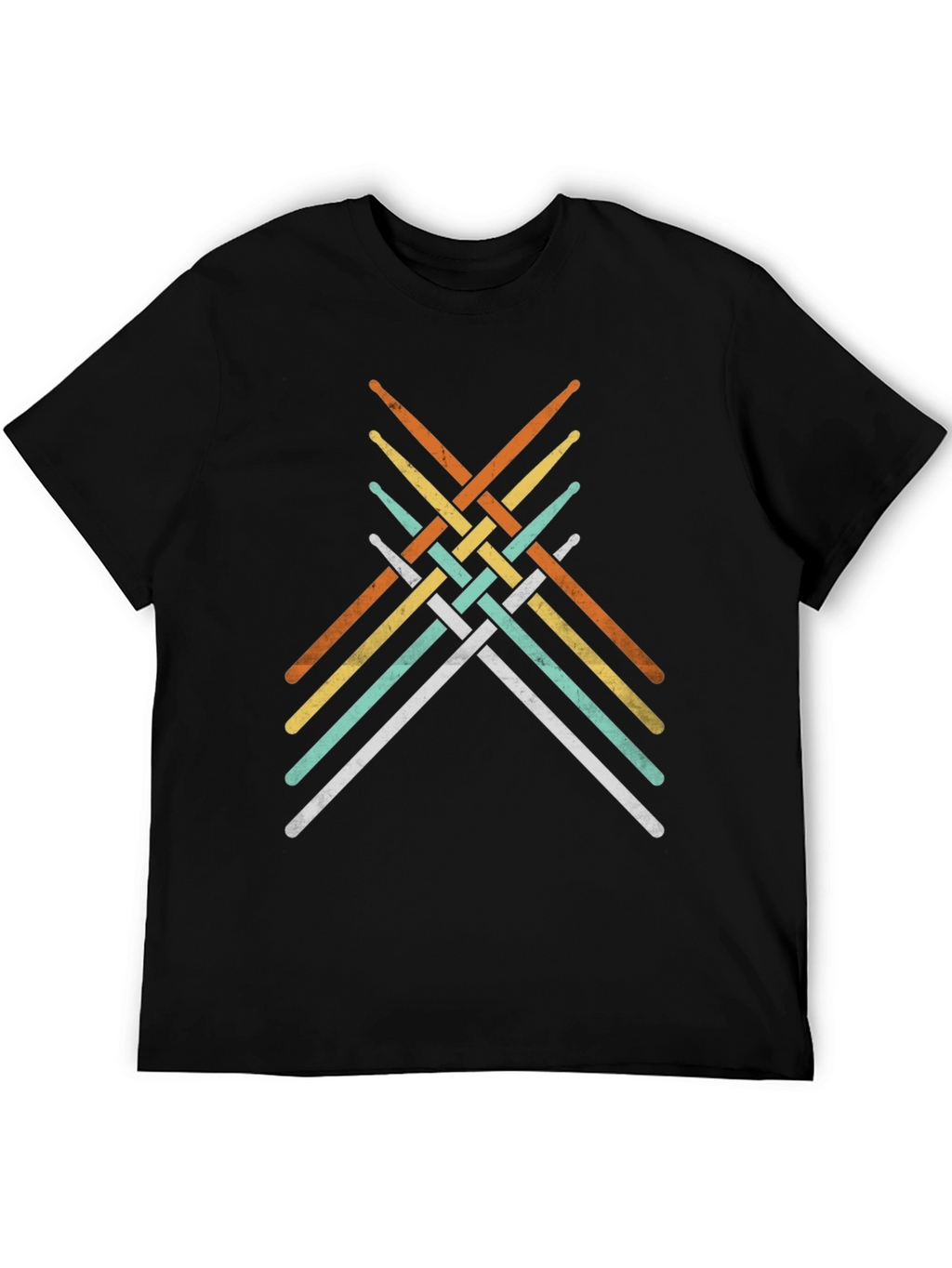 Retro Drumsticks Woven Graphic T-Shirt