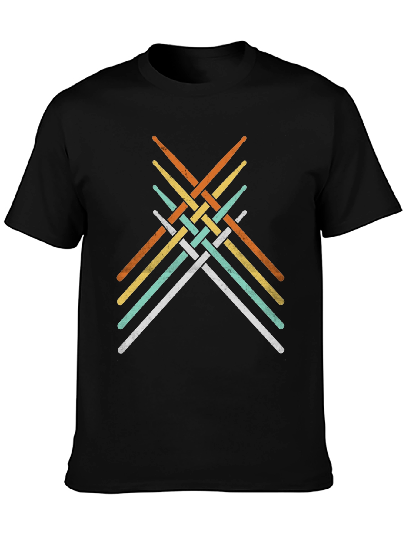 Retro Drumsticks Woven Graphic T-Shirt