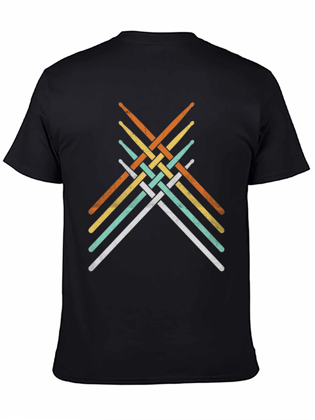Retro Drumsticks Woven Graphic T-Shirt