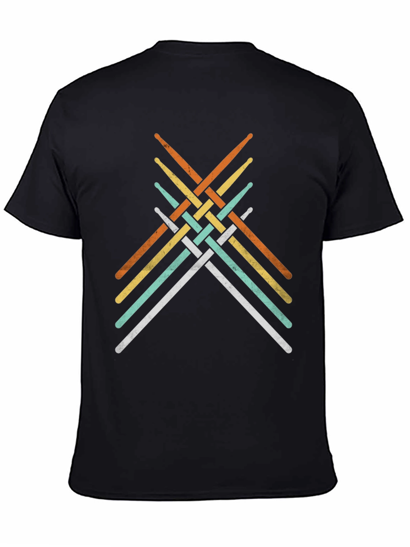 Retro Drumsticks Woven Graphic T-Shirt