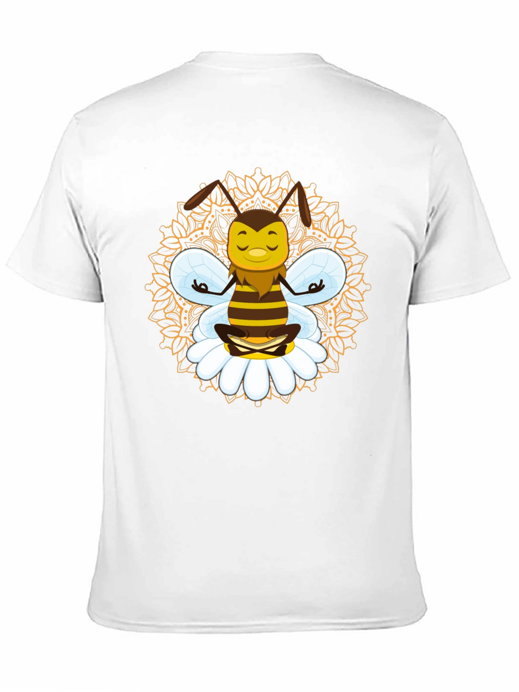 Zen Bee Mandala Graphic Tee - Black Cotton T-Shirt
