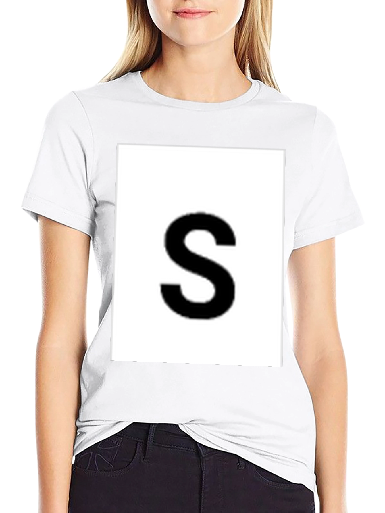 Mens Black Tee with Bold S Graphic