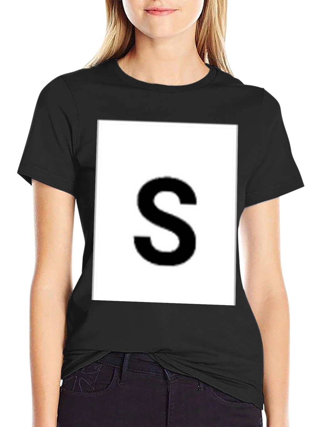 Mens Black Tee with Bold S Graphic
