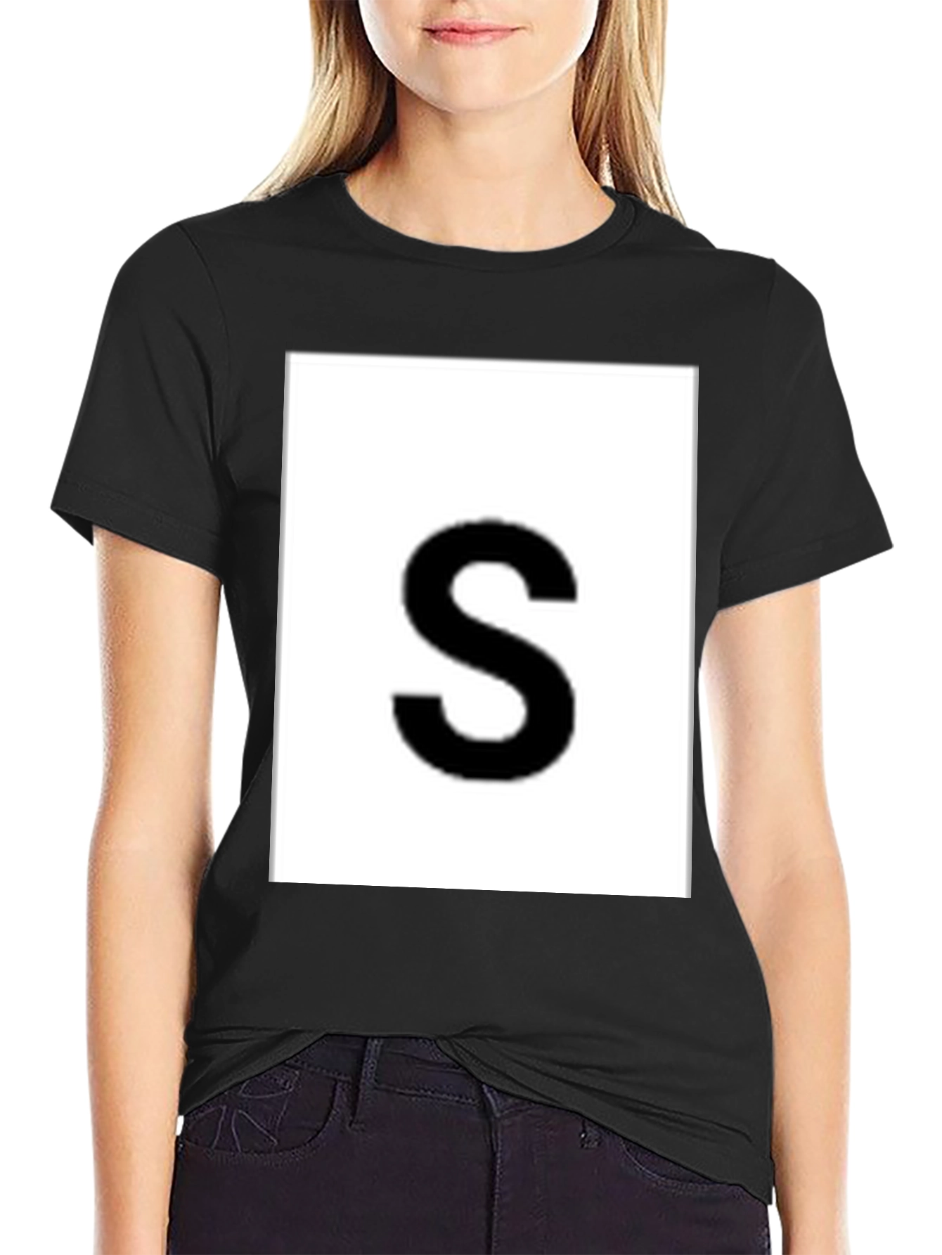 Mens Black Tee with Bold S Graphic