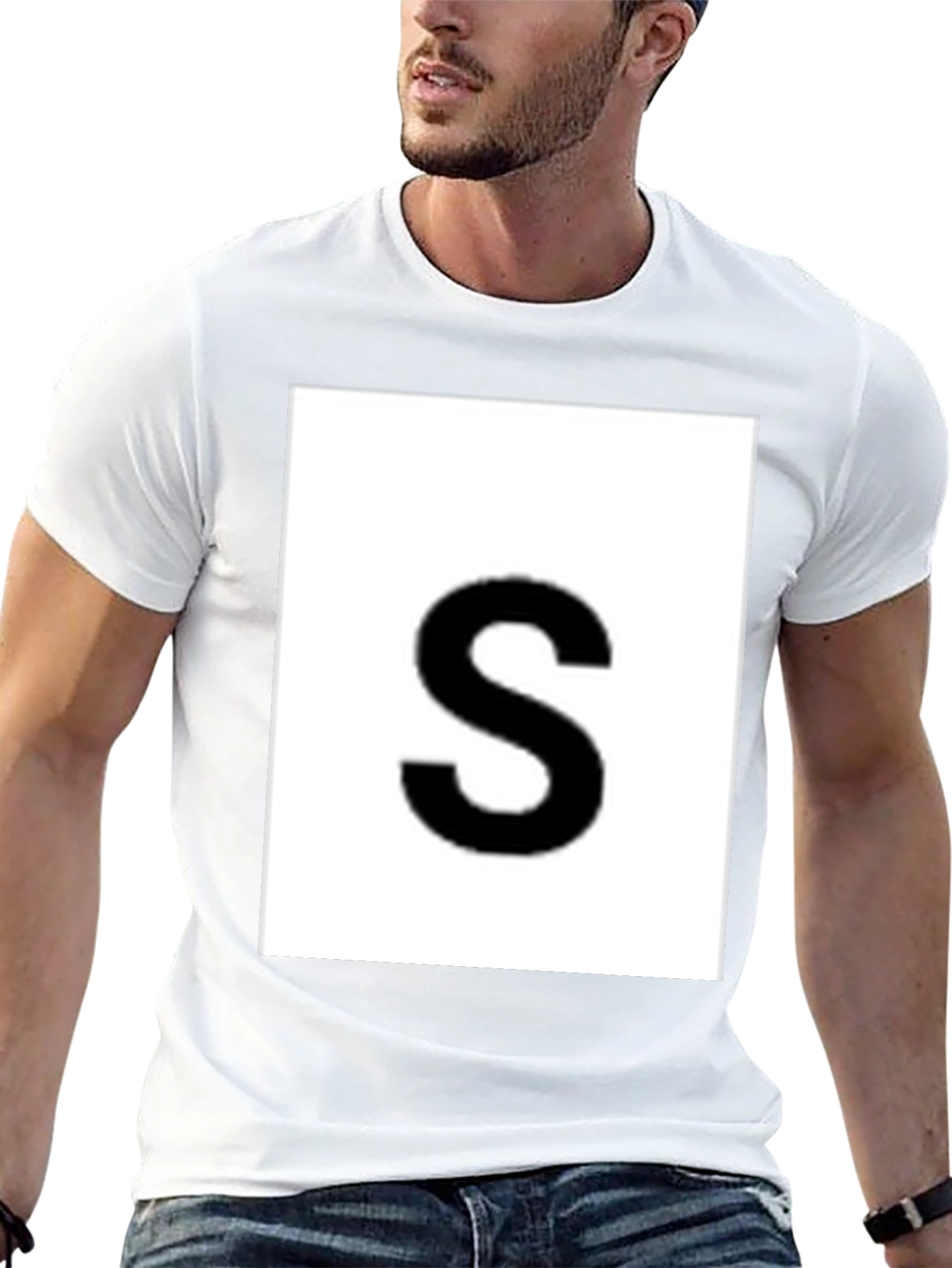 Mens Black Tee with Bold S Graphic