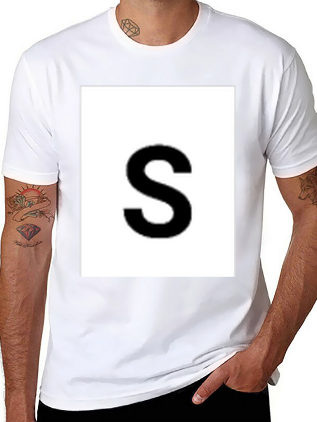 Mens Black Tee with Bold S Graphic
