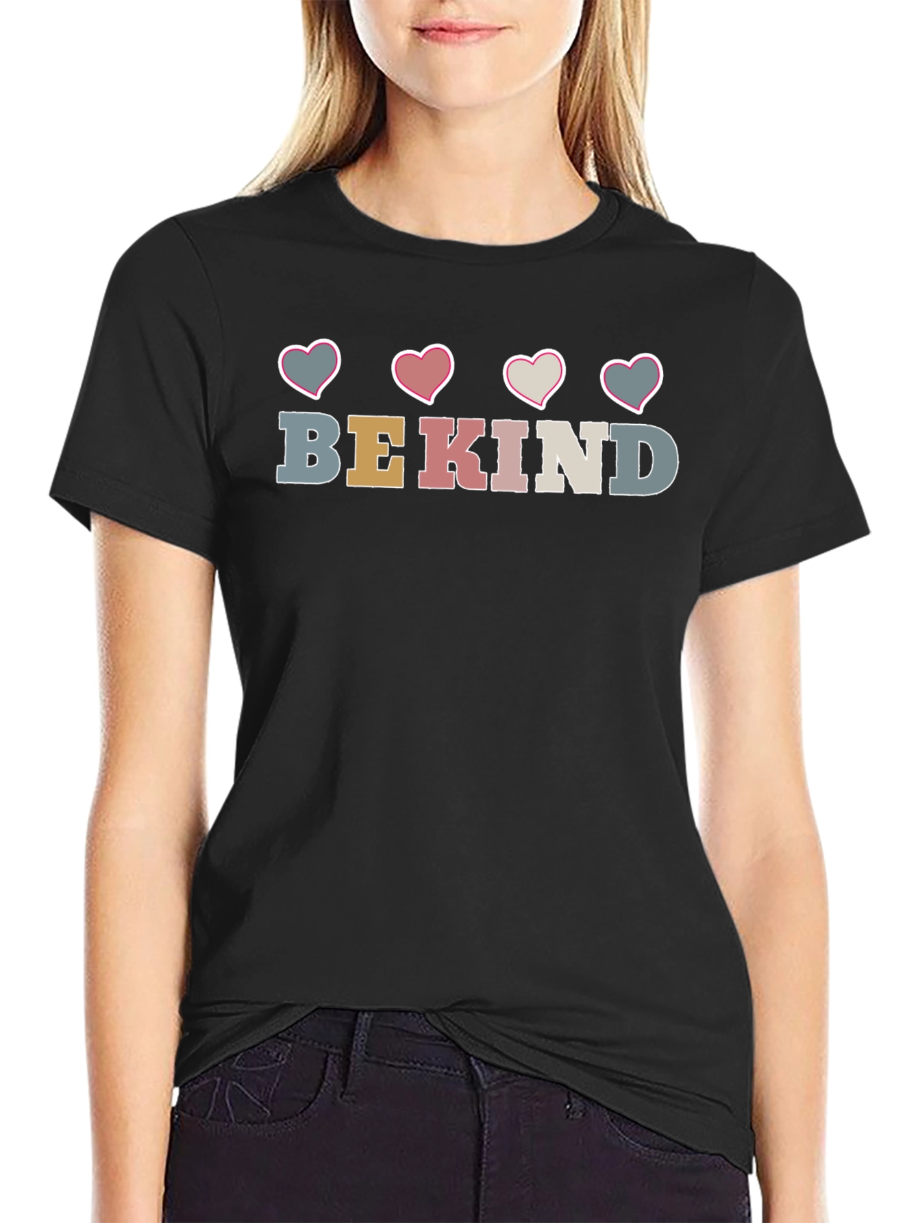 Be Kind Heart Graphic Crew Neck Tee